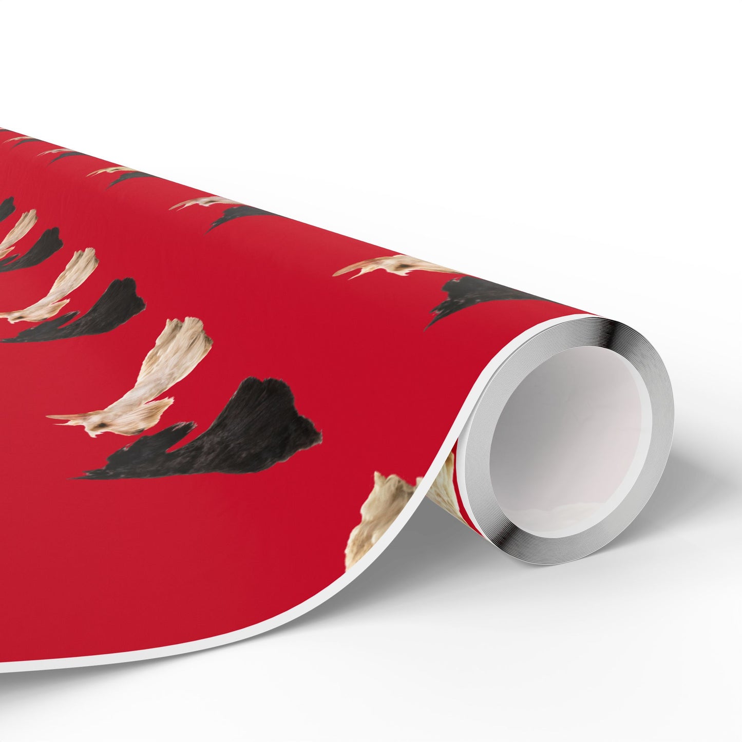 Festive Black and White Scottish Terrier Wrapping Paper for Gift Giving, Holiday, Birthday, Party, Pet Lovers, Cute Dog Design, Red Background