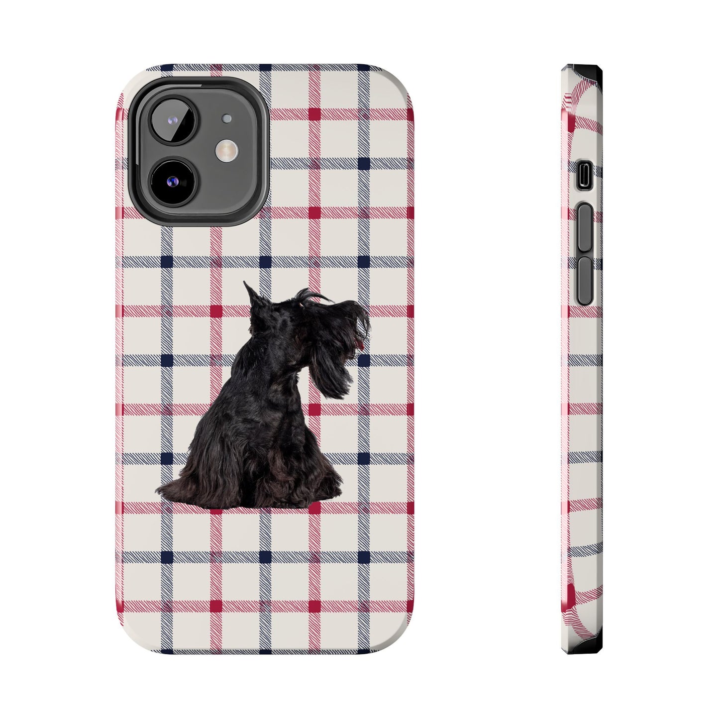 Scottish Terrier Phone Case, Tough Cases, Scottie Dog Phone Cover, Gift for Dog Lovers, Plaid Design