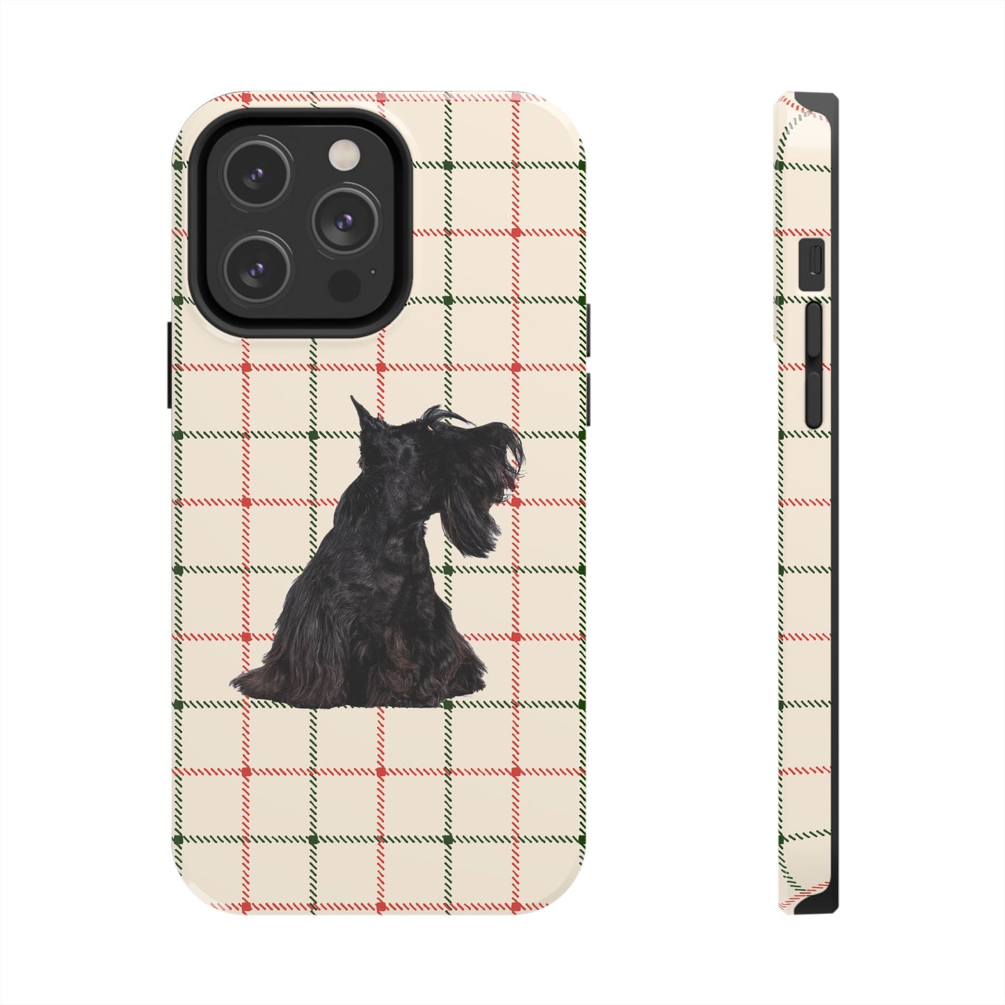 Scottish Terrier Phone Case, Tough Cases, Scottie Dog Phone Cover, Gift for Dog Lovers, Plaid Design