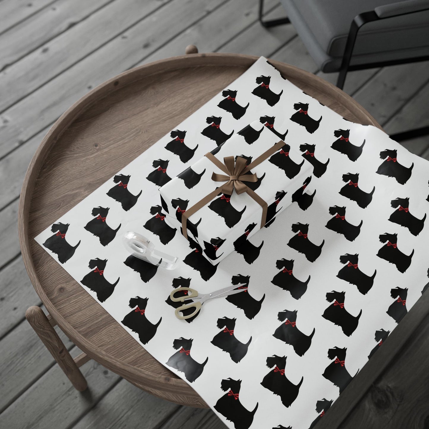 Gift Wrapping Papers - Scottish Terrier with Red Bow Design