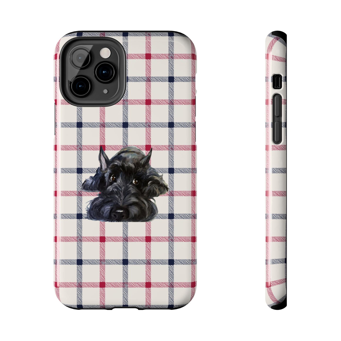 Scottish Terrier Phone Case, Tough Cases, Scottie Dog Phone Cover, Gift for Dog Lovers, Plaid Design