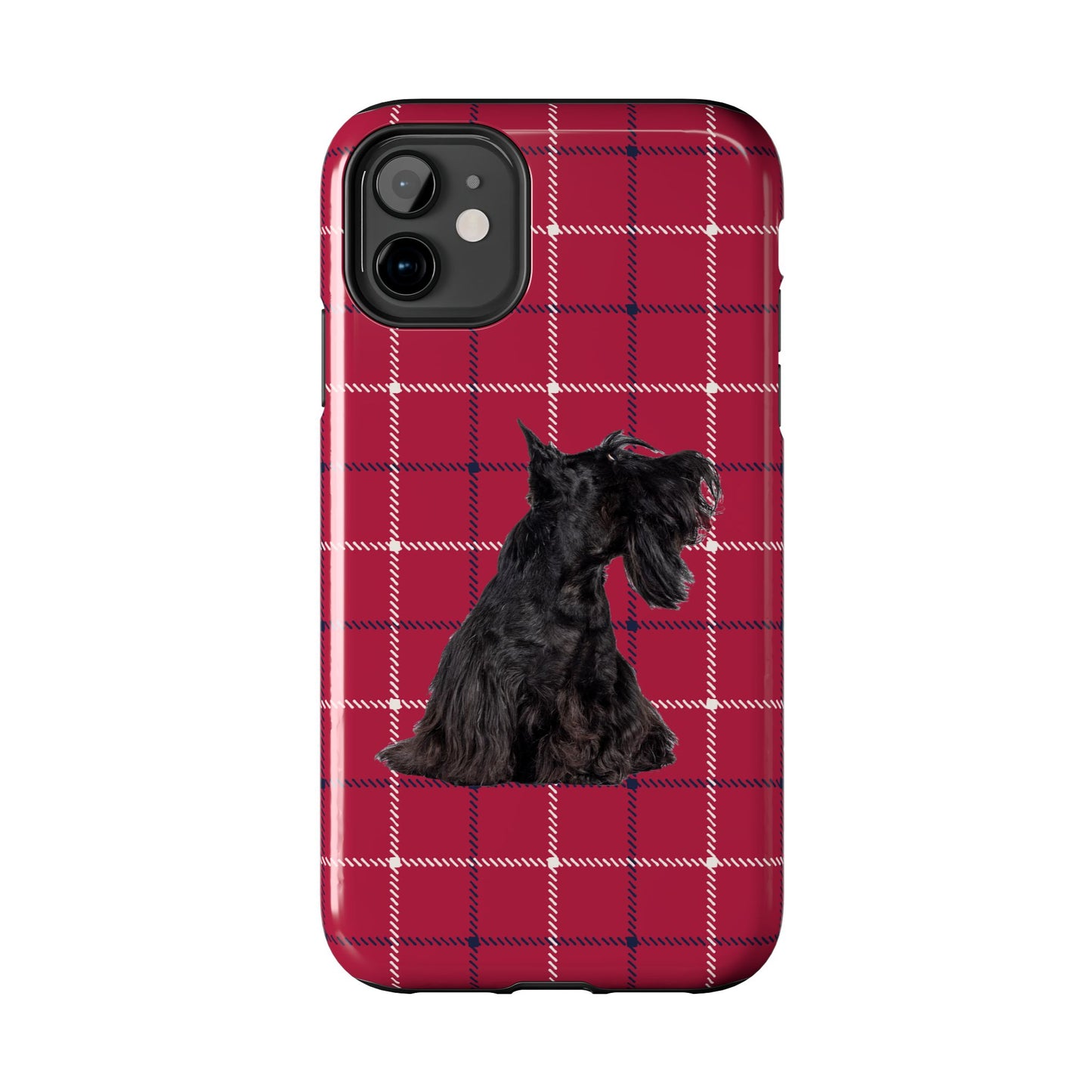 Scottish Terrier Phone Case, Tough Cases, Scottie Dog Phone Cover, Gift for Dog Lovers, Plaid Design