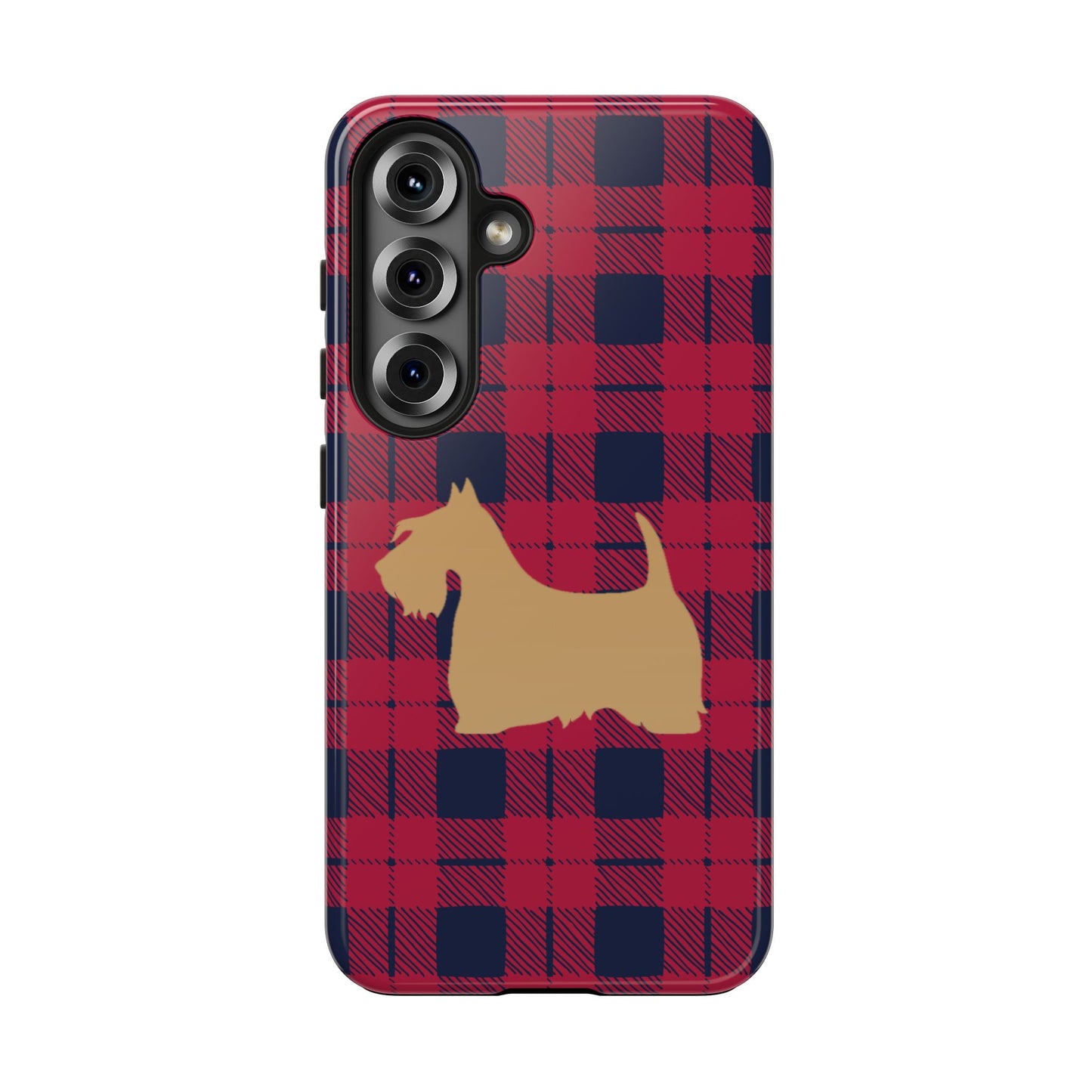 Scottish Terrier Phone Case, Tough Cases, Scottie Dog Phone Cover, Gift for Dog Lovers, Plaid Design