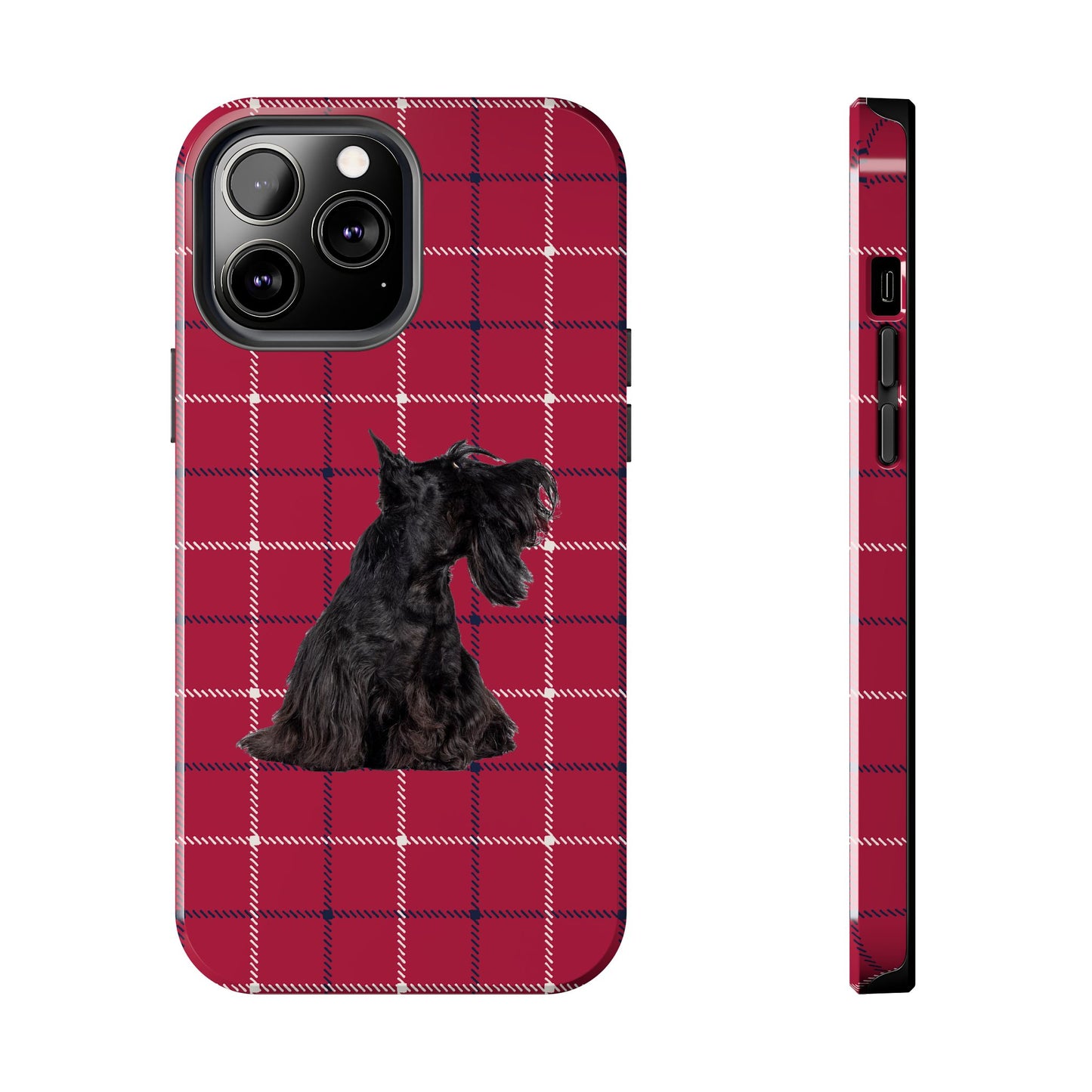 Scottish Terrier Phone Case, Tough Cases, Scottie Dog Phone Cover, Gift for Dog Lovers, Plaid Design