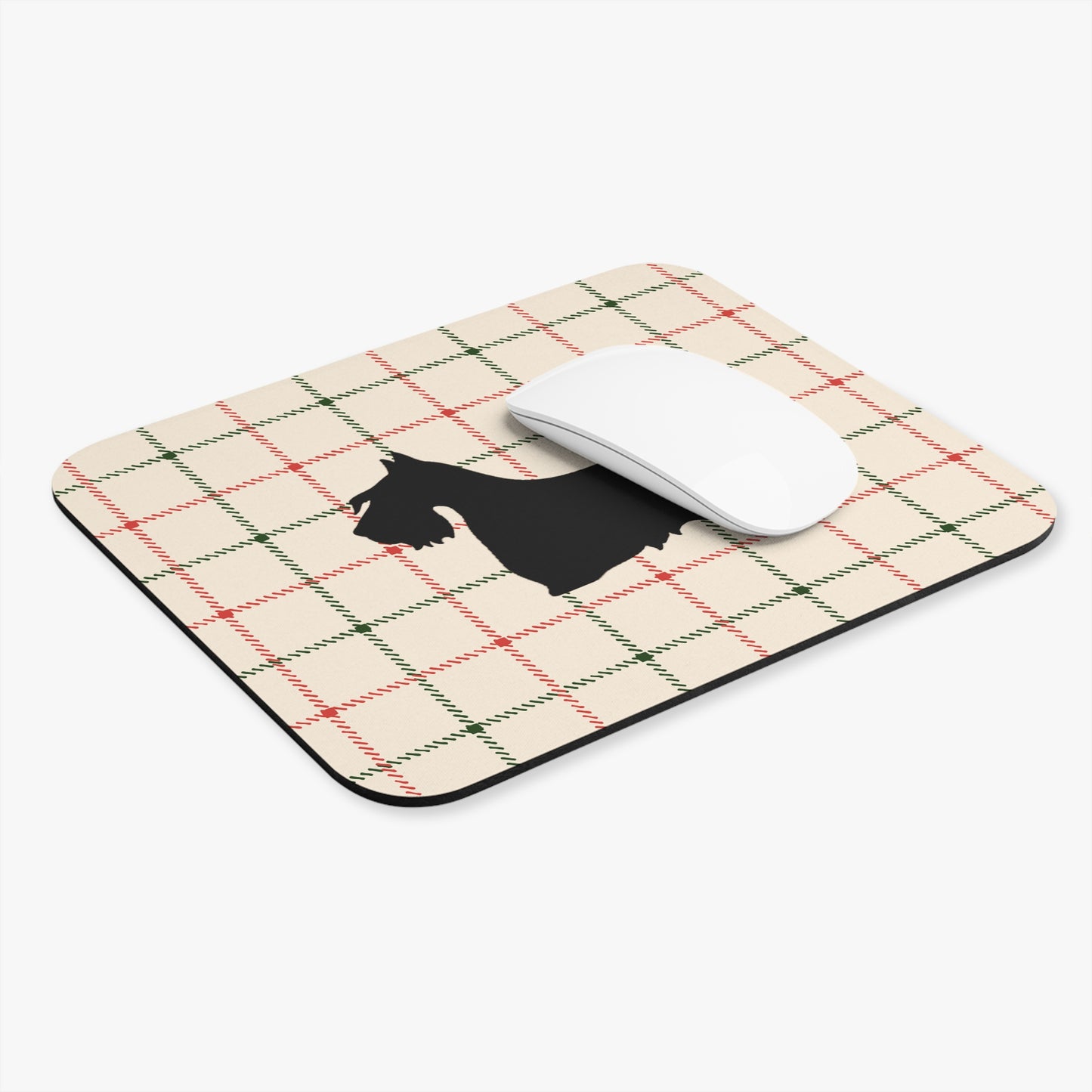 Scottish Terrier Plaid Dog Mouse Pad | Cute Dog Lover Gift | Office Decor | Stationery | Pet Themed Home Office Accessories | Animal Lover Merchandise