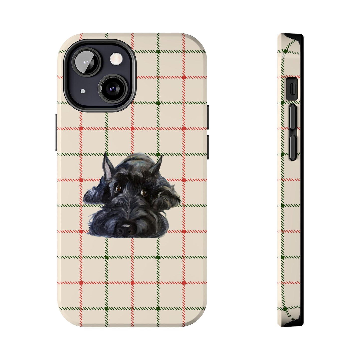 Scottish Terrier Phone Case, Tough Cases, Scottie Dog Phone Cover, Gift for Dog Lovers, Plaid Design