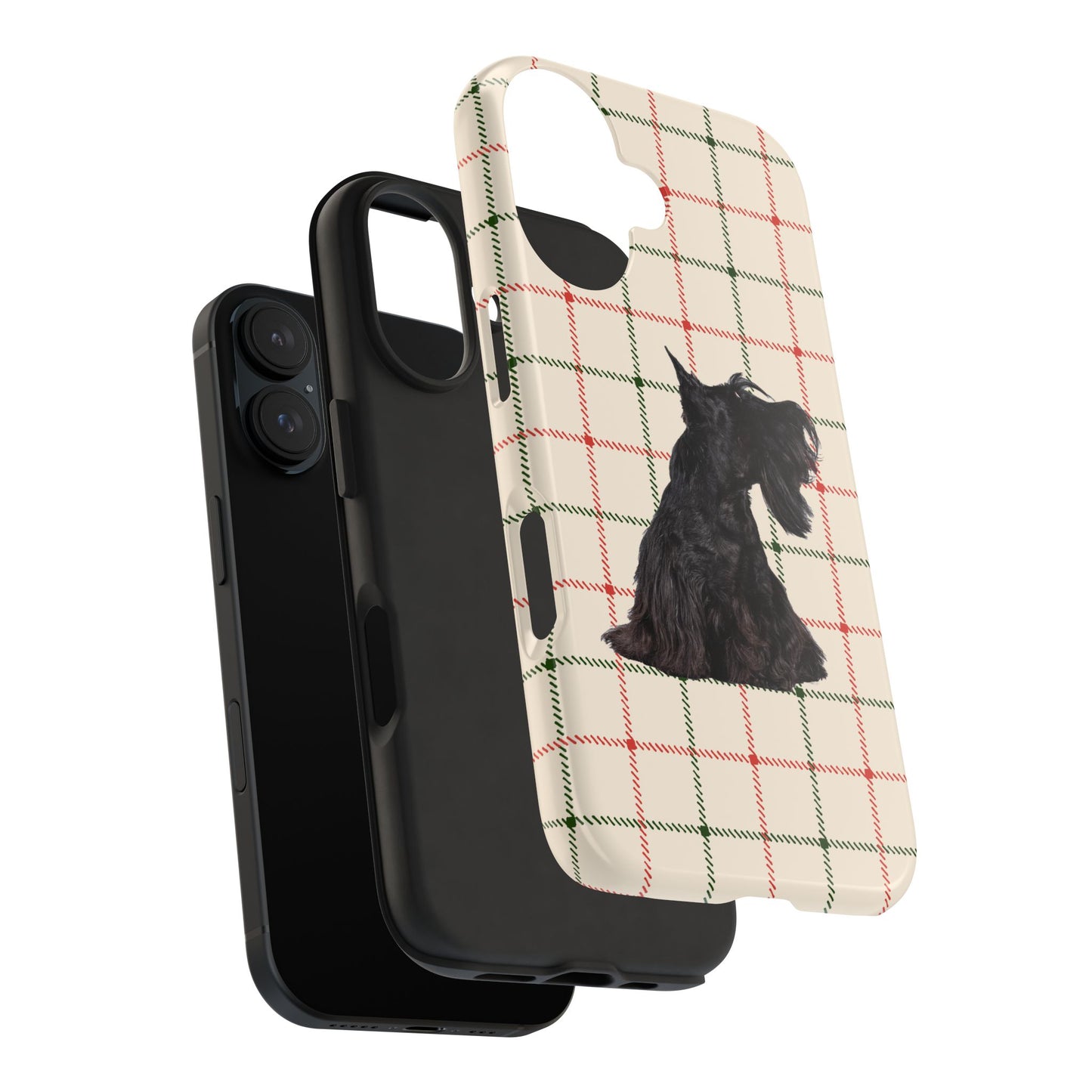 Scottish Terrier Phone Case, Tough Cases, Scottie Dog Phone Cover, Gift for Dog Lovers, Plaid Design