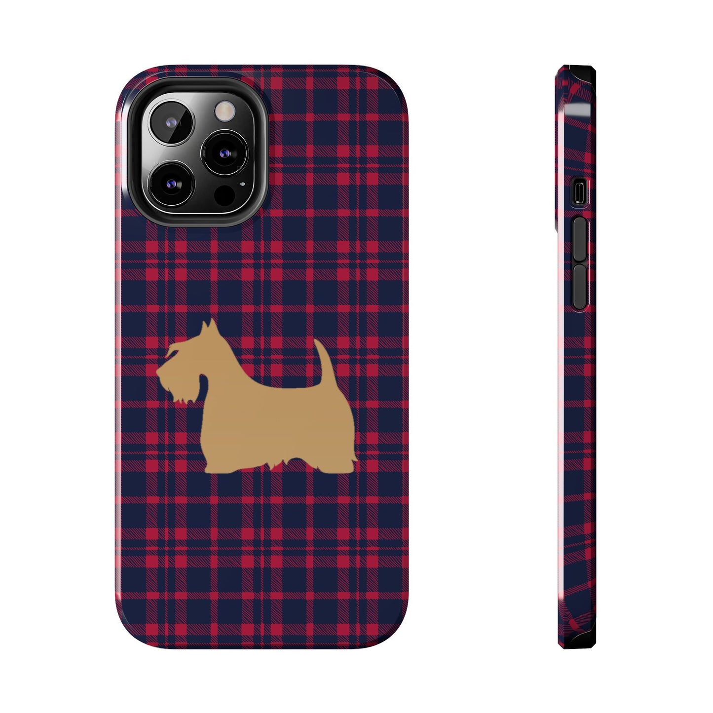 Scottish Terrier Phone Case, Tough Cases, Scottie Dog Phone Cover, Gift for Dog Lovers, Plaid Design