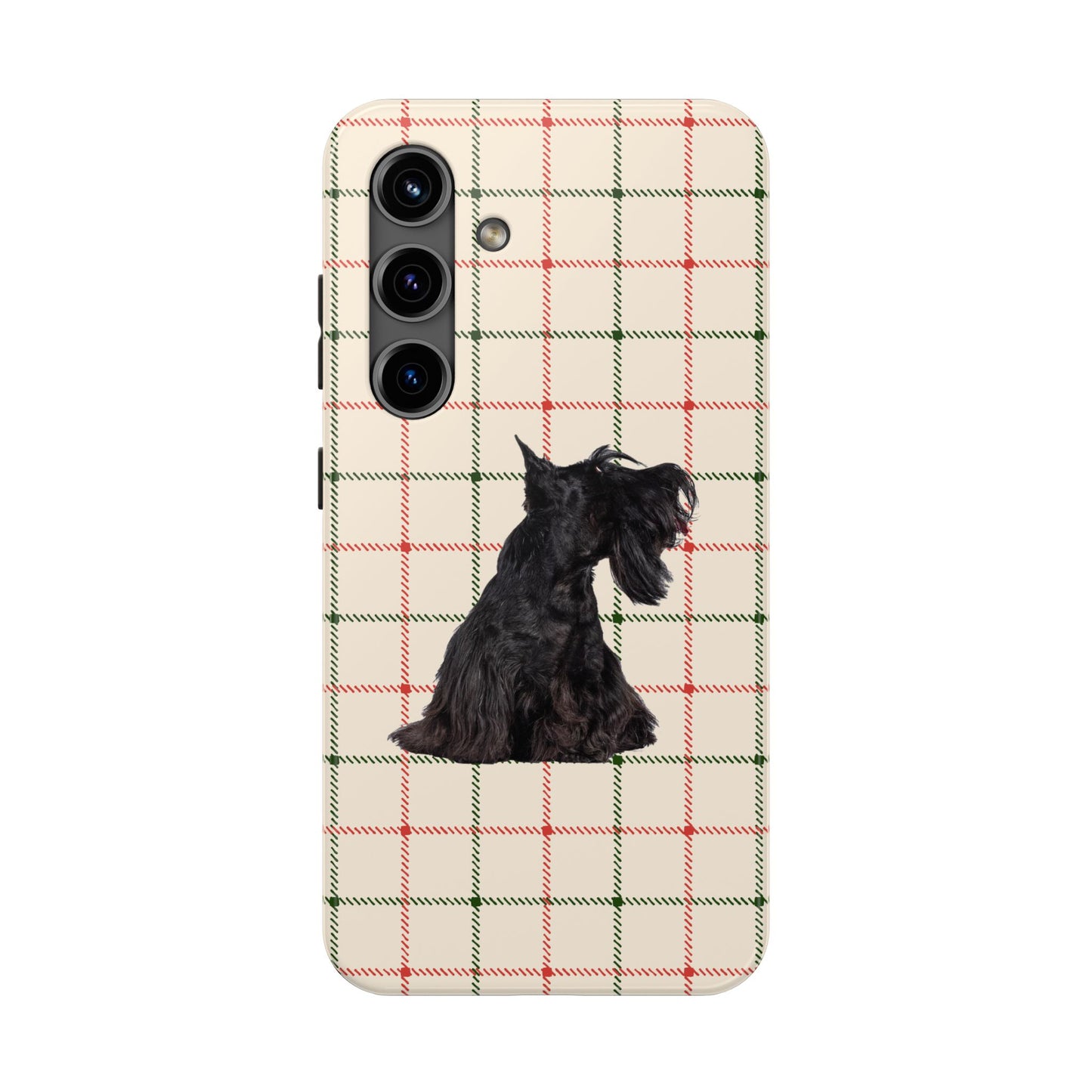 Scottish Terrier Phone Case, Tough Cases, Scottie Dog Phone Cover, Gift for Dog Lovers, Plaid Design