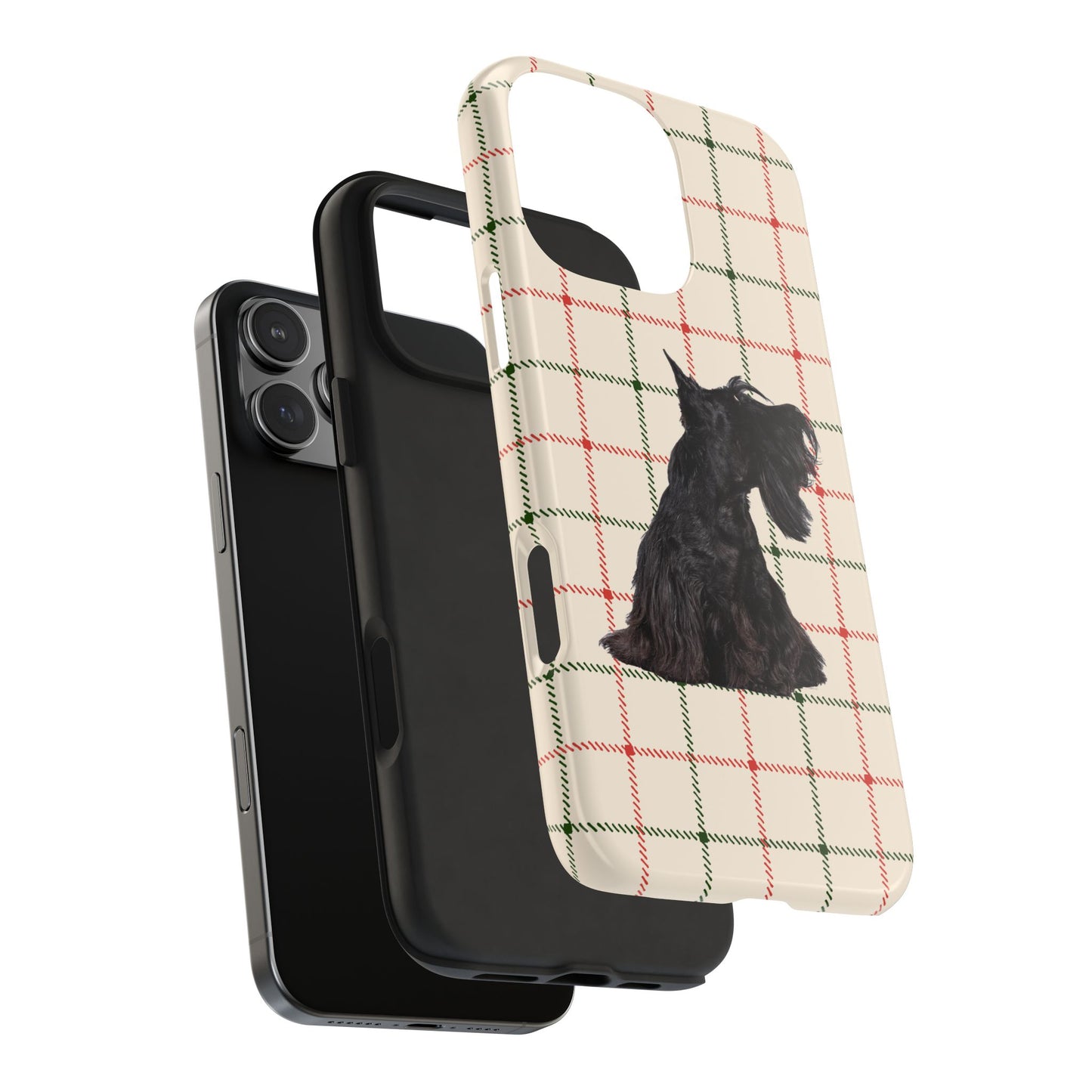 Scottish Terrier Phone Case, Tough Cases, Scottie Dog Phone Cover, Gift for Dog Lovers, Plaid Design