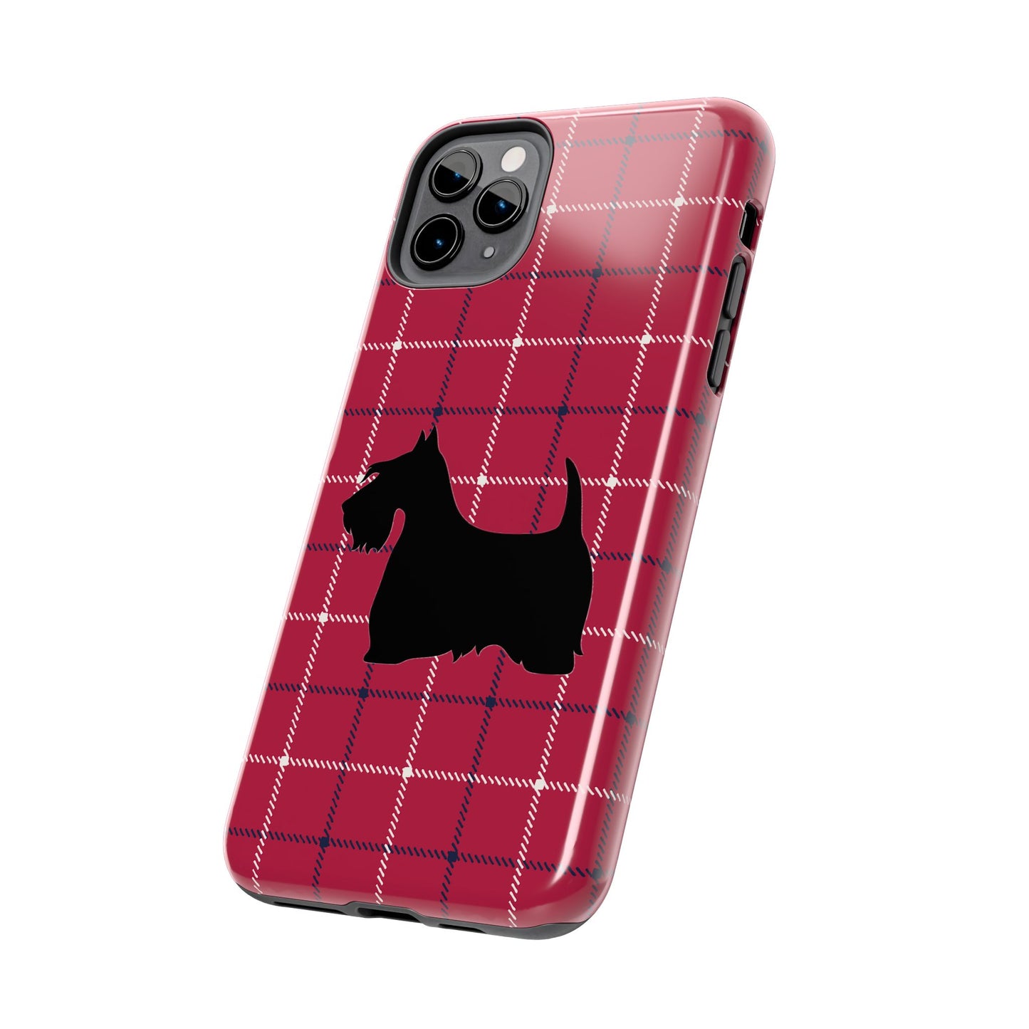 Scottish Terrier Phone Case, Tough Cases, Scottie Dog Phone Cover, Gift for Dog Lovers, Plaid Design