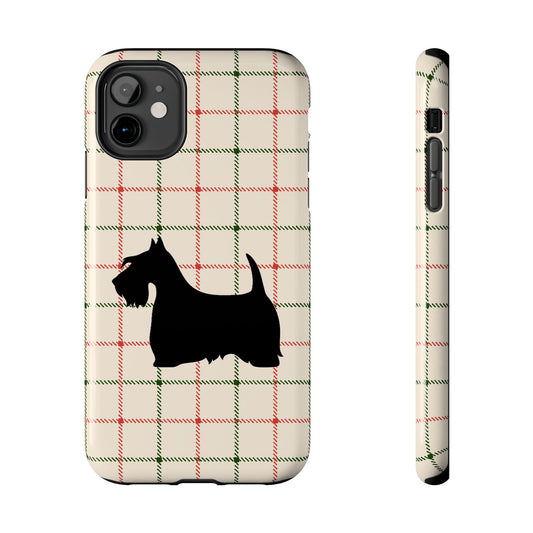 Scottish Terrier Phone Case, Tough Cases, Scottie Dog Phone Cover, Gift for Dog Lovers, Plaid Design