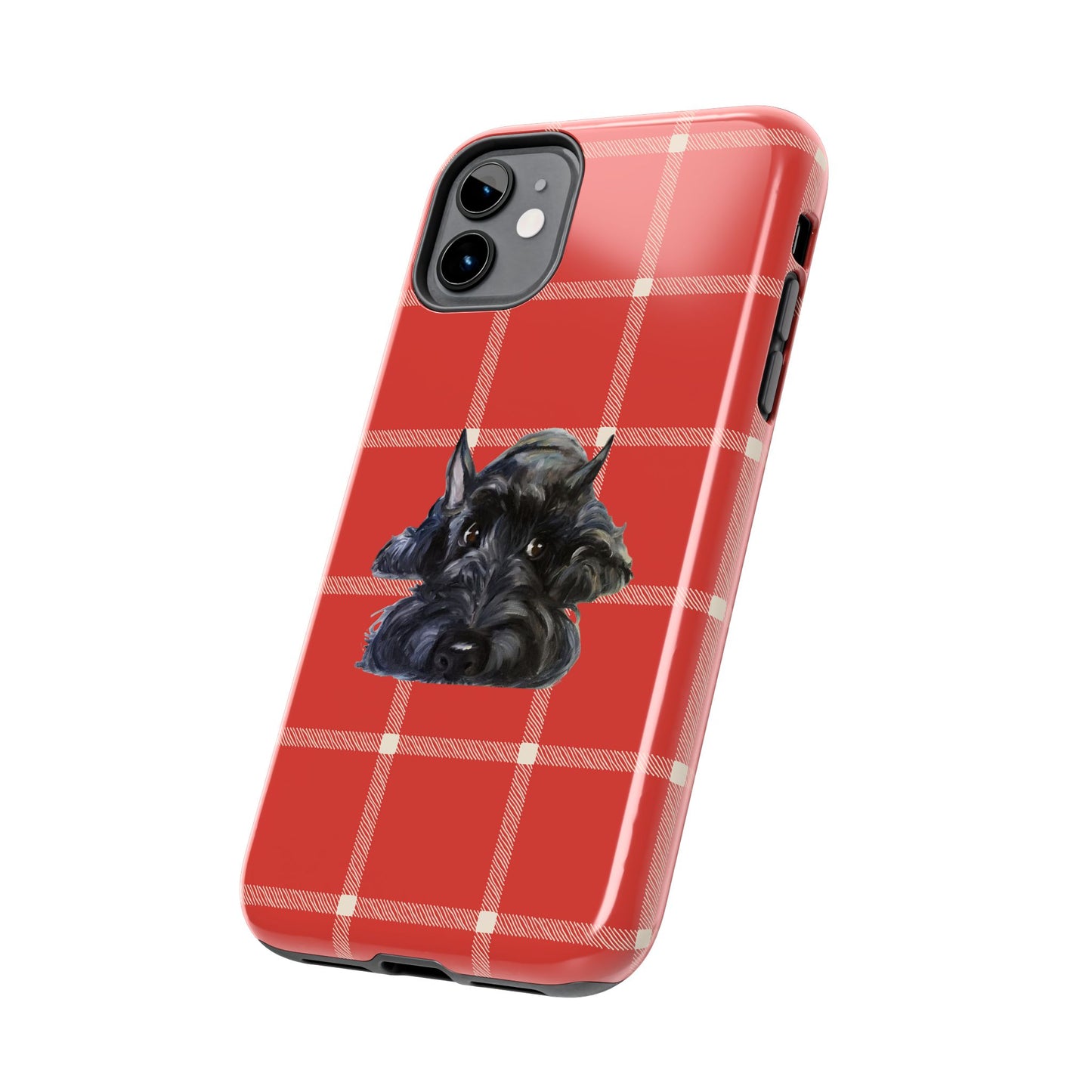 Scottish Terrier Phone Case, Tough Cases, Scottie Dog Phone Cover, Gift for Dog Lovers, Plaid Design