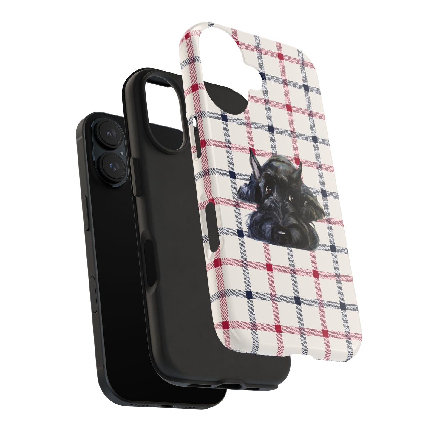 Scottish Terrier Phone Case, Tough Cases, Scottie Dog Phone Cover, Gift for Dog Lovers, Plaid Design