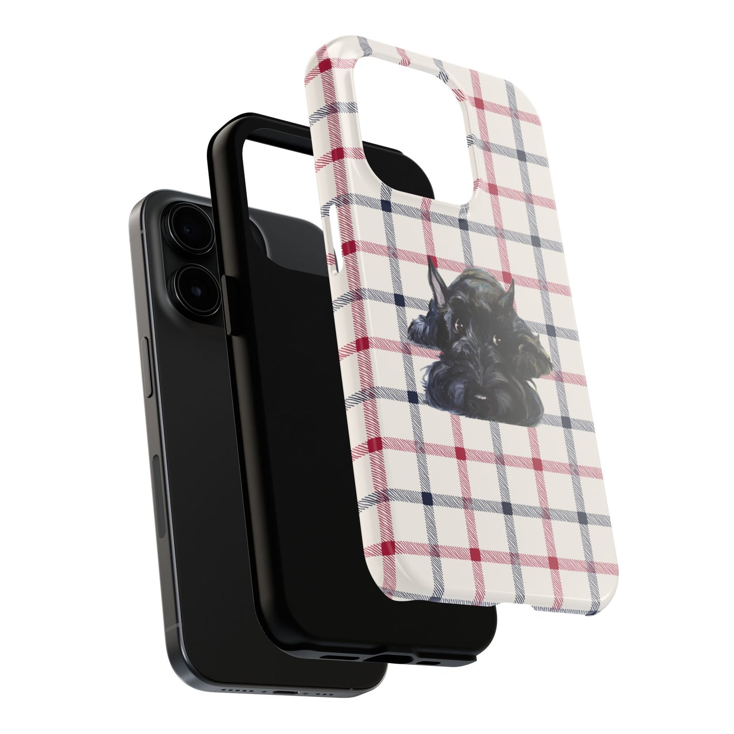 Scottish Terrier Phone Case, Tough Cases, Scottie Dog Phone Cover, Gift for Dog Lovers, Plaid Design