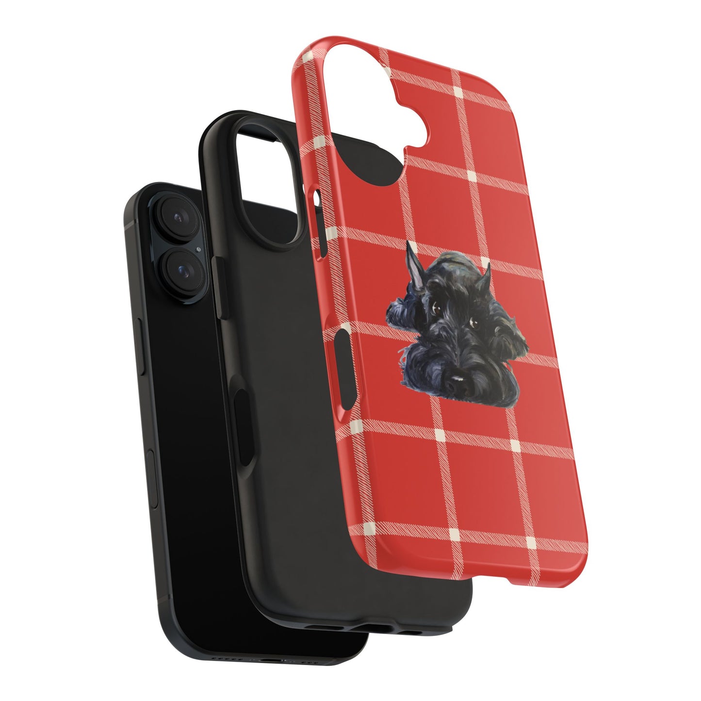 Scottish Terrier Phone Case, Tough Cases, Scottie Dog Phone Cover, Gift for Dog Lovers, Plaid Design