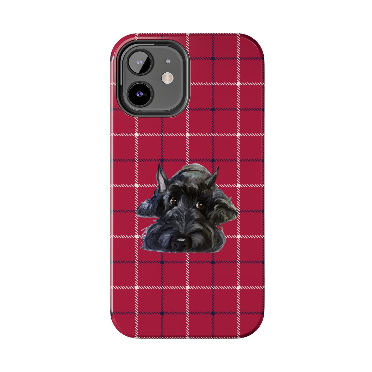 Scottish Terrier Phone Case, Tough Cases, Scottie Dog Phone Cover, Gift for Dog Lovers, Plaid Design