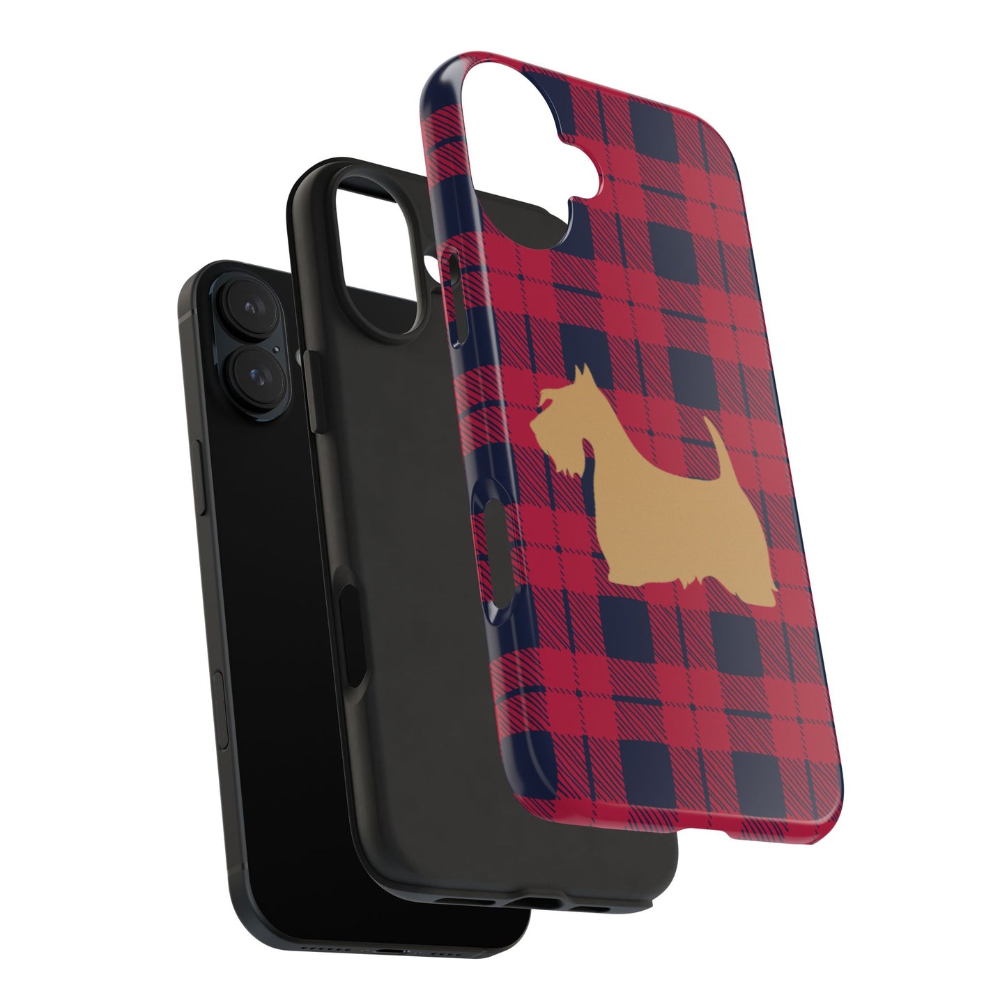 Scottish Terrier Phone Case, Tough Cases, Scottie Dog Phone Cover, Gift for Dog Lovers, Plaid Design