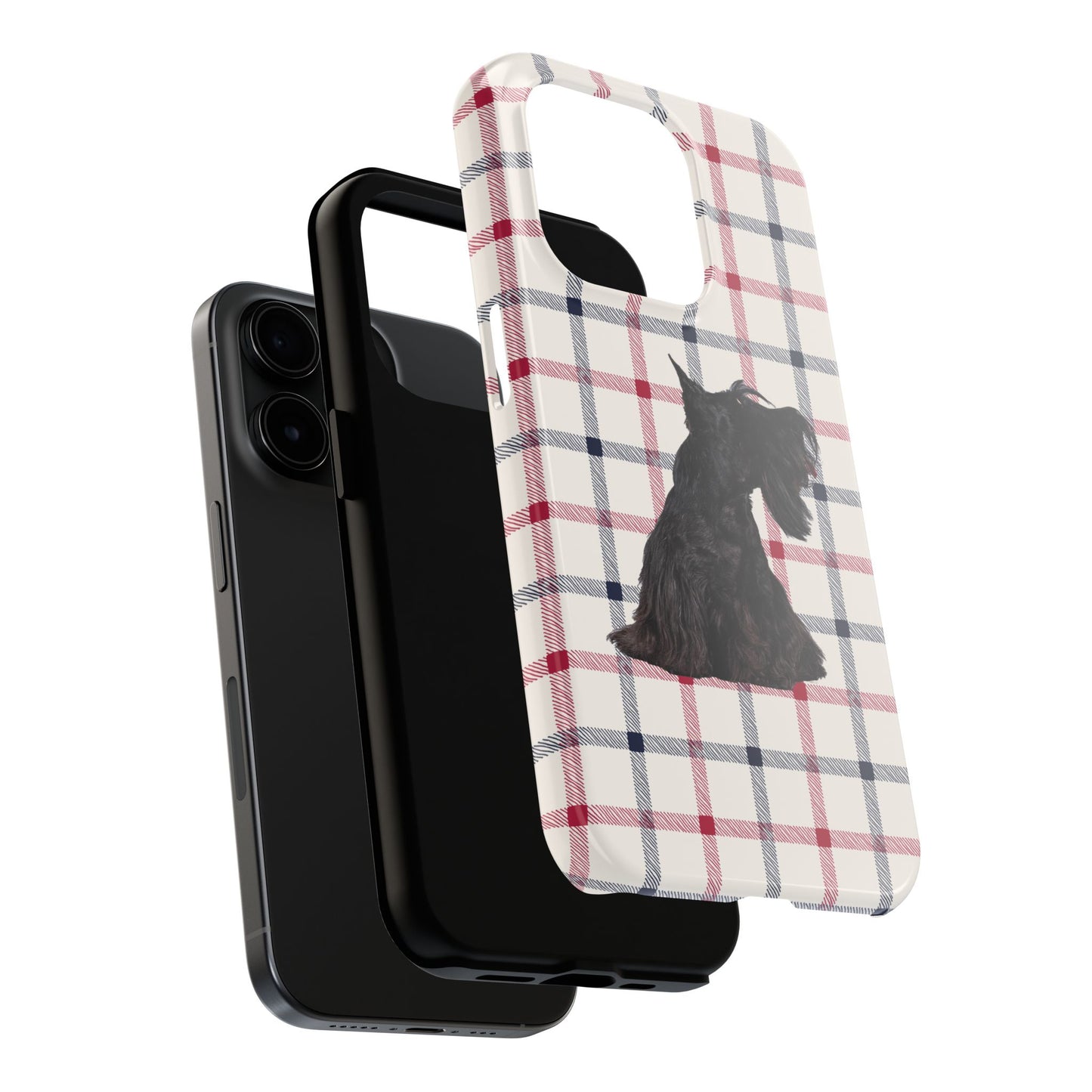 Scottish Terrier Phone Case, Tough Cases, Scottie Dog Phone Cover, Gift for Dog Lovers, Plaid Design
