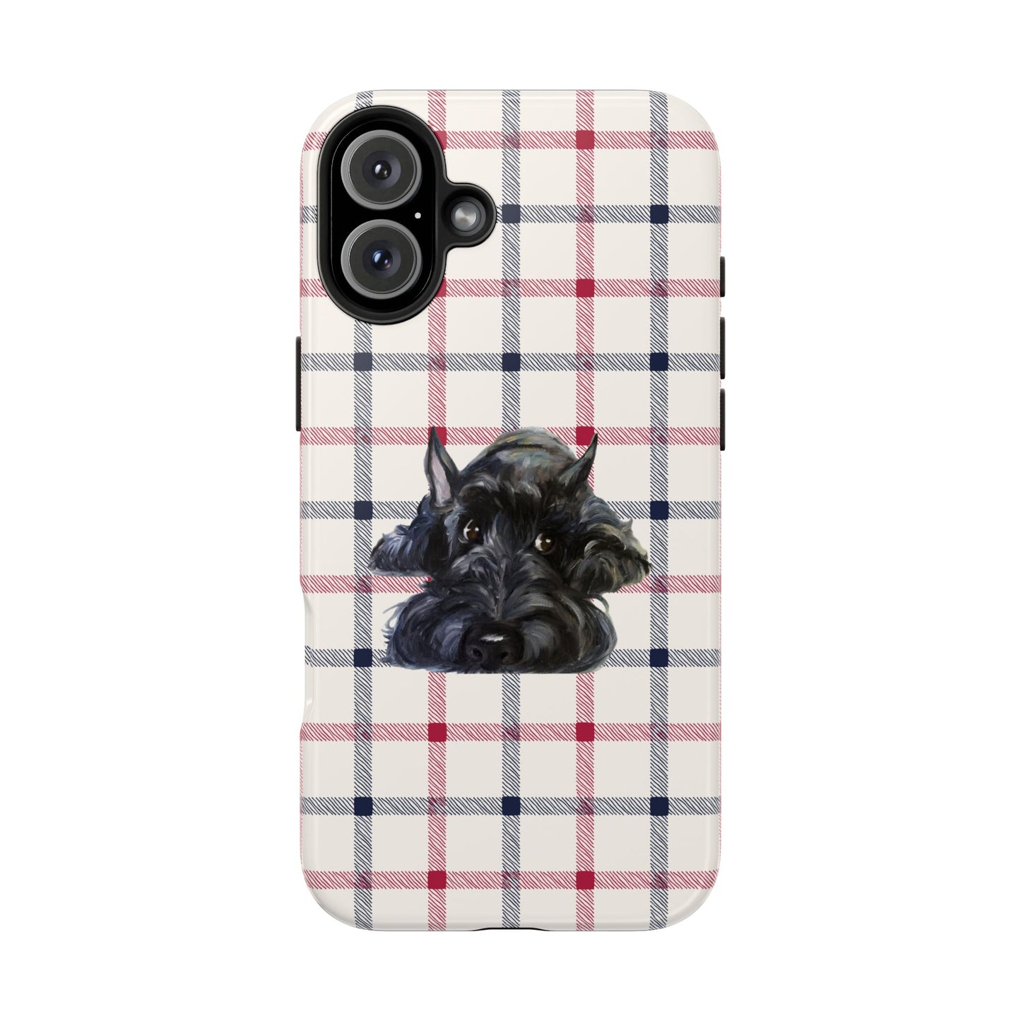 Scottish Terrier Phone Case, Tough Cases, Scottie Dog Phone Cover, Gift for Dog Lovers, Plaid Design
