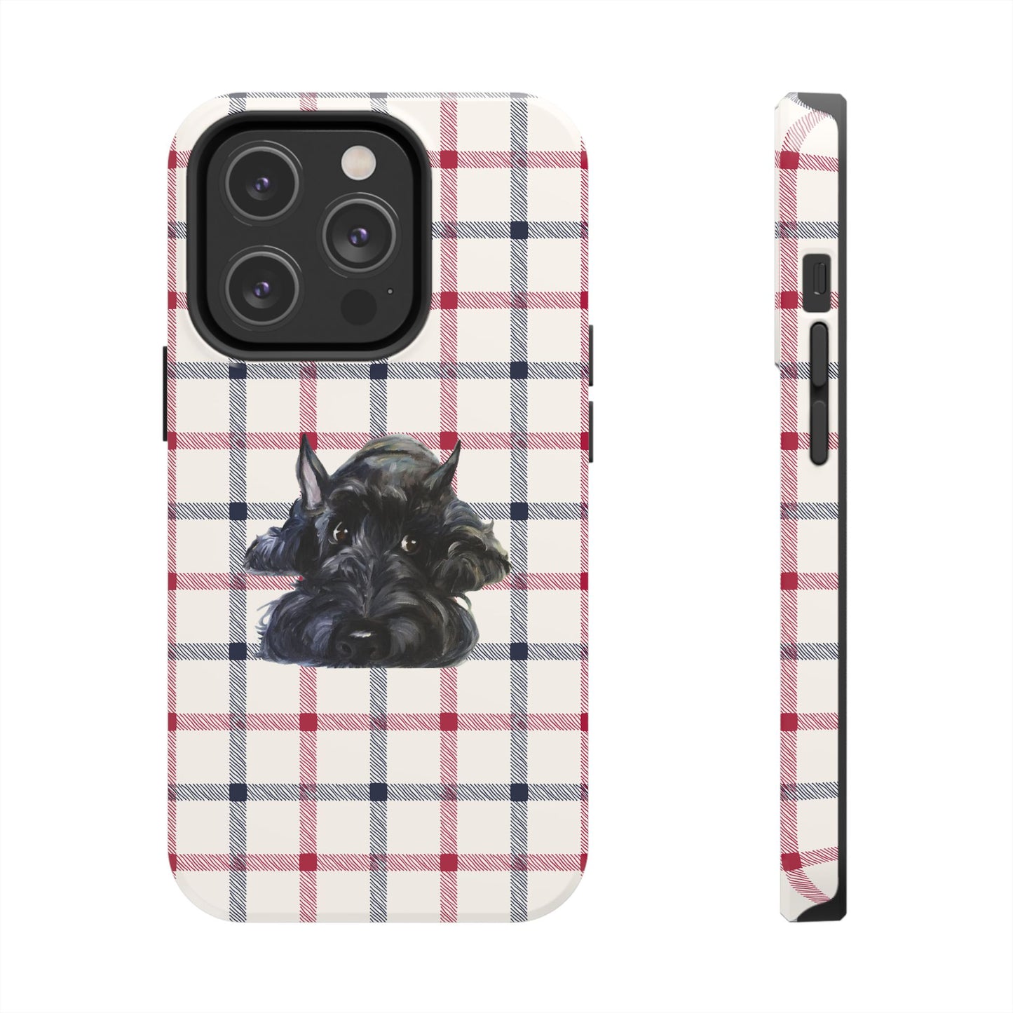 Scottish Terrier Phone Case, Tough Cases, Scottie Dog Phone Cover, Gift for Dog Lovers, Plaid Design