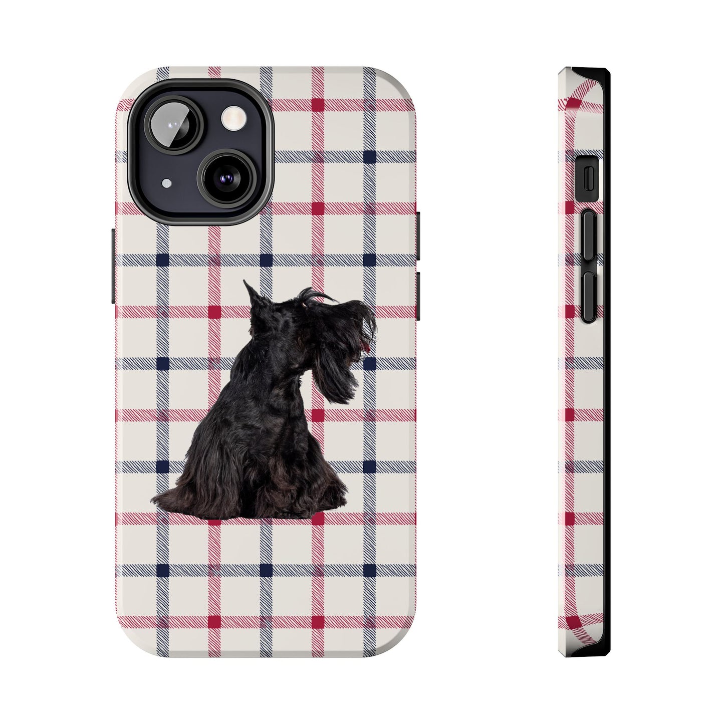 Scottish Terrier Phone Case, Tough Cases, Scottie Dog Phone Cover, Gift for Dog Lovers, Plaid Design