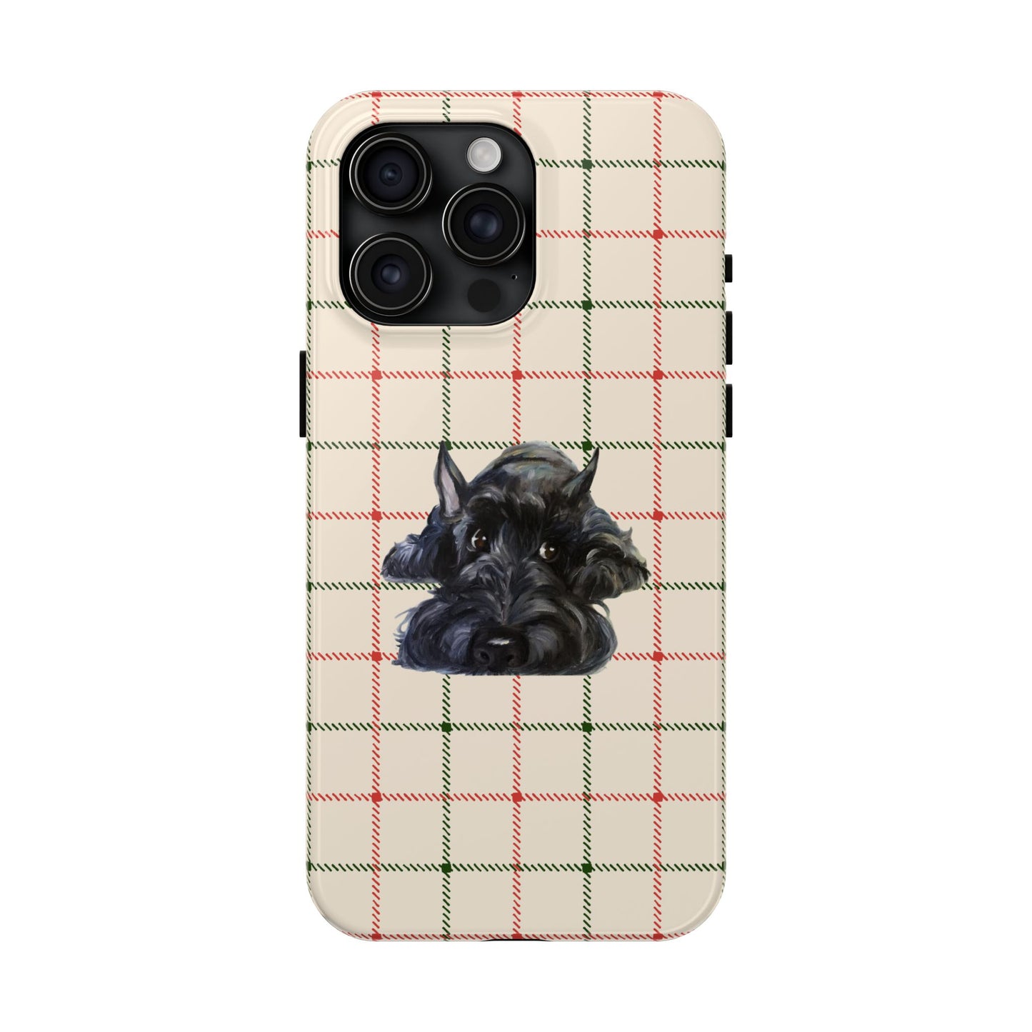 Scottish Terrier Phone Case, Tough Cases, Scottie Dog Phone Cover, Gift for Dog Lovers, Plaid Design