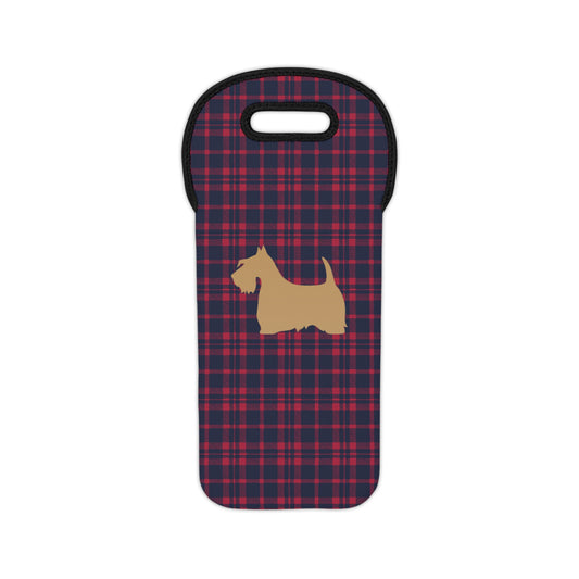 Plaid Wine Tote or Gift Bag with Scottish Terrier Design