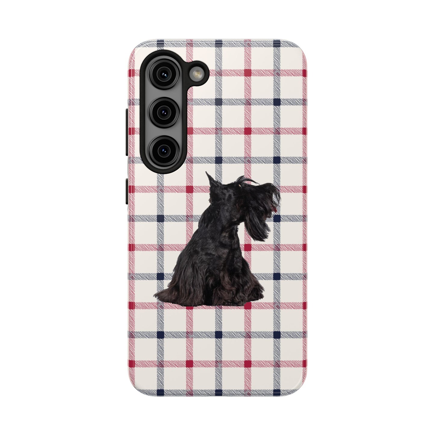 Scottish Terrier Phone Case, Tough Cases, Scottie Dog Phone Cover, Gift for Dog Lovers, Plaid Design