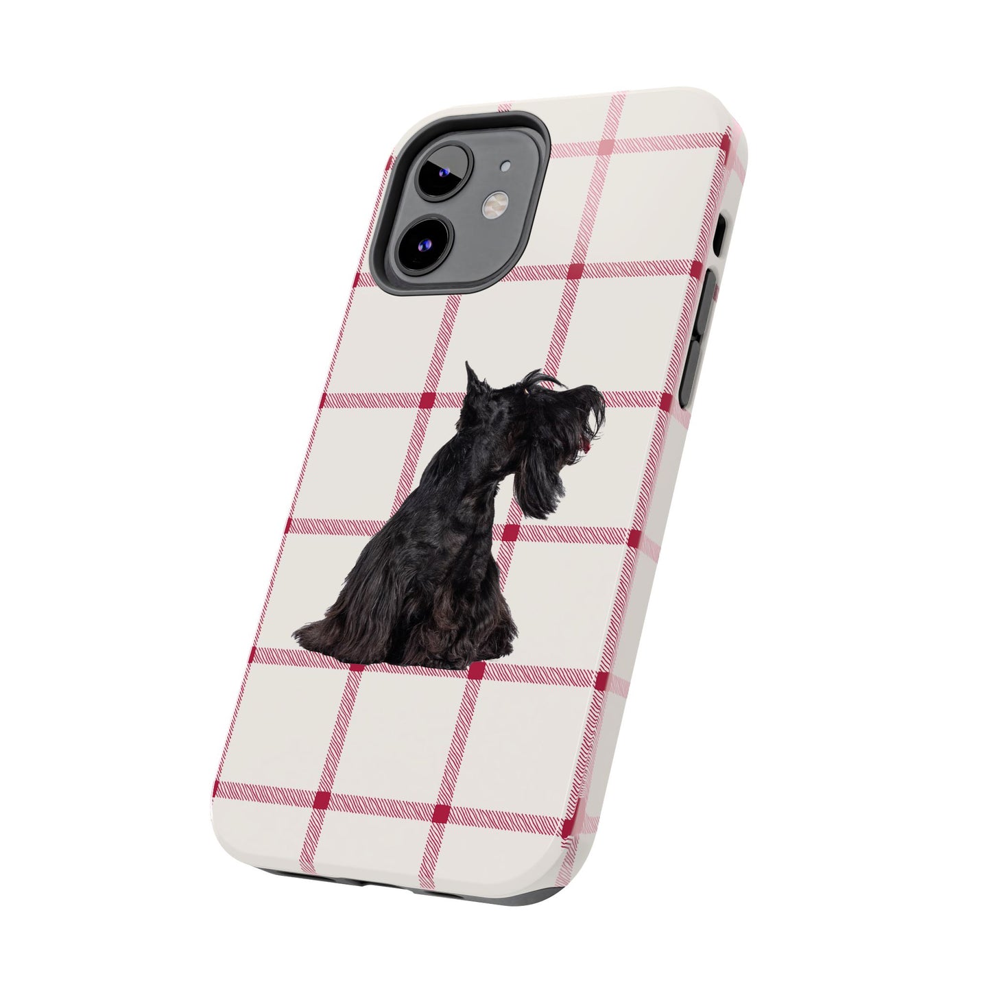 Scottish Terrier Phone Case, Tough Cases, Scottie Dog Phone Cover, Gift for Dog Lovers, Plaid Design
