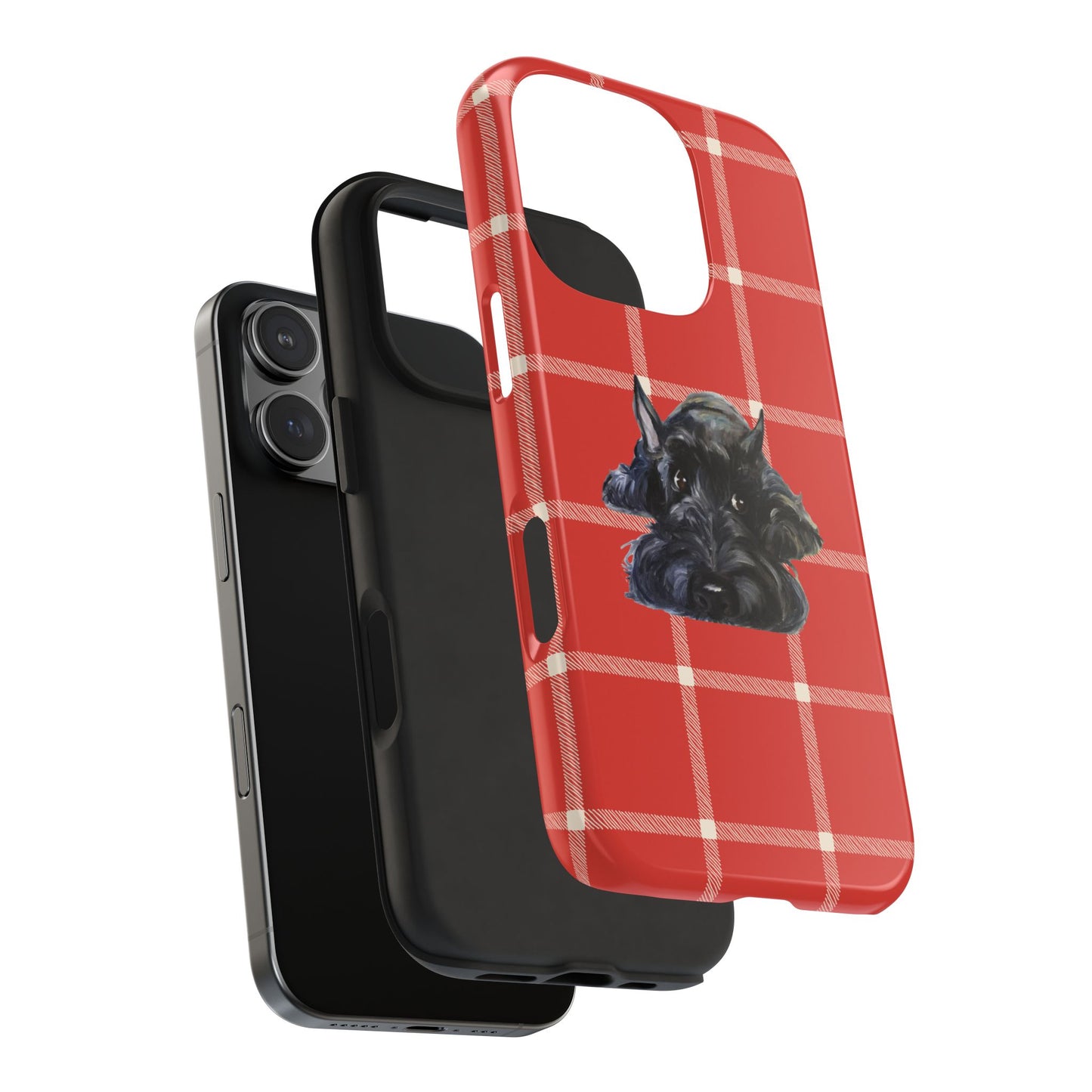 Scottish Terrier Phone Case, Tough Cases, Scottie Dog Phone Cover, Gift for Dog Lovers, Plaid Design
