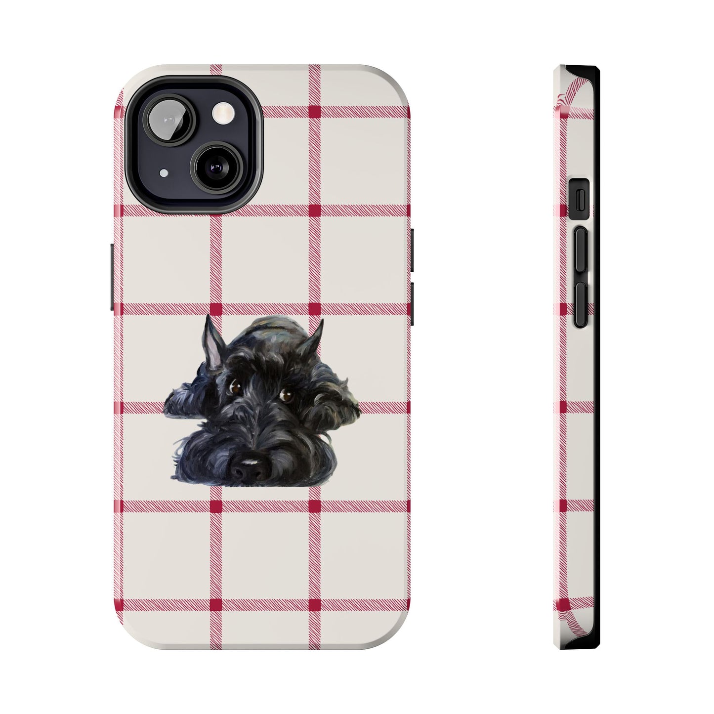 Scottish Terrier Phone Case, Tough Cases, Scottie Dog Phone Cover, Gift for Dog Lovers, Plaid Design