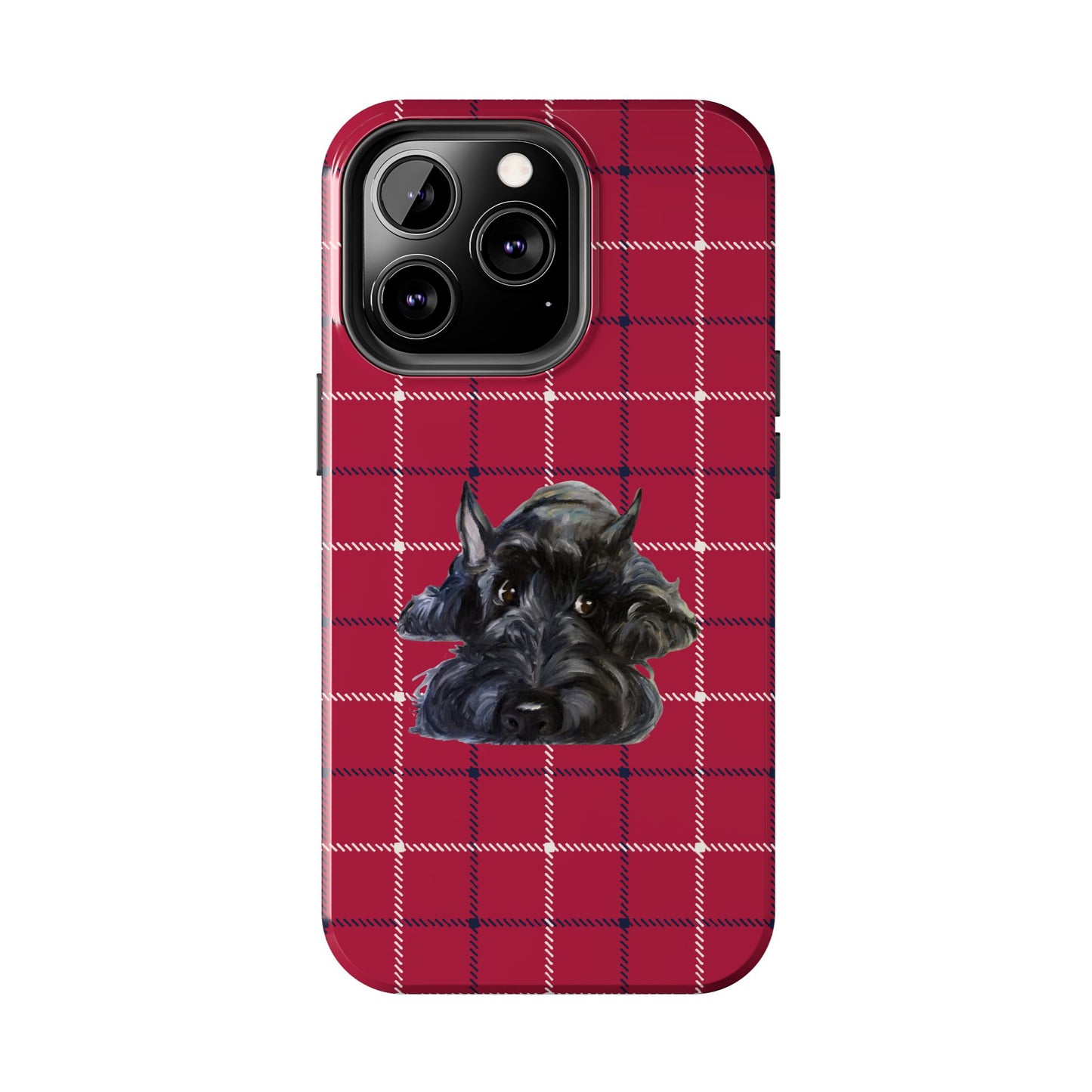 Scottish Terrier Phone Case, Tough Cases, Scottie Dog Phone Cover, Gift for Dog Lovers, Plaid Design