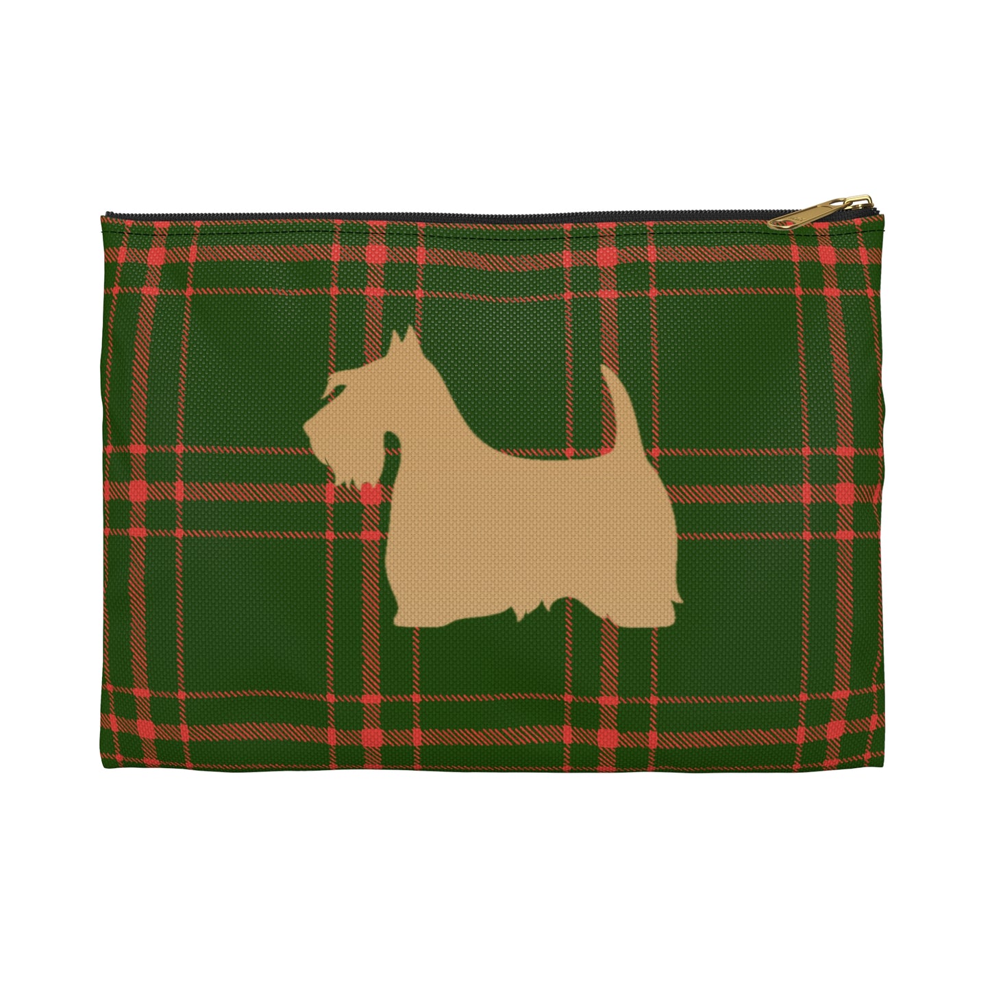 Scottish Terrier Accessory Pouch, Pet Lover Gift, Dog Travel Bag, Stylish Makeup Case, Plaid Organizer