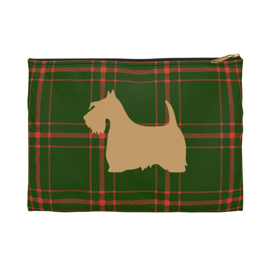 Scottish Terrier Accessory Pouch, Pet Lover Gift, Dog Travel Bag, Stylish Makeup Case, Plaid Organizer