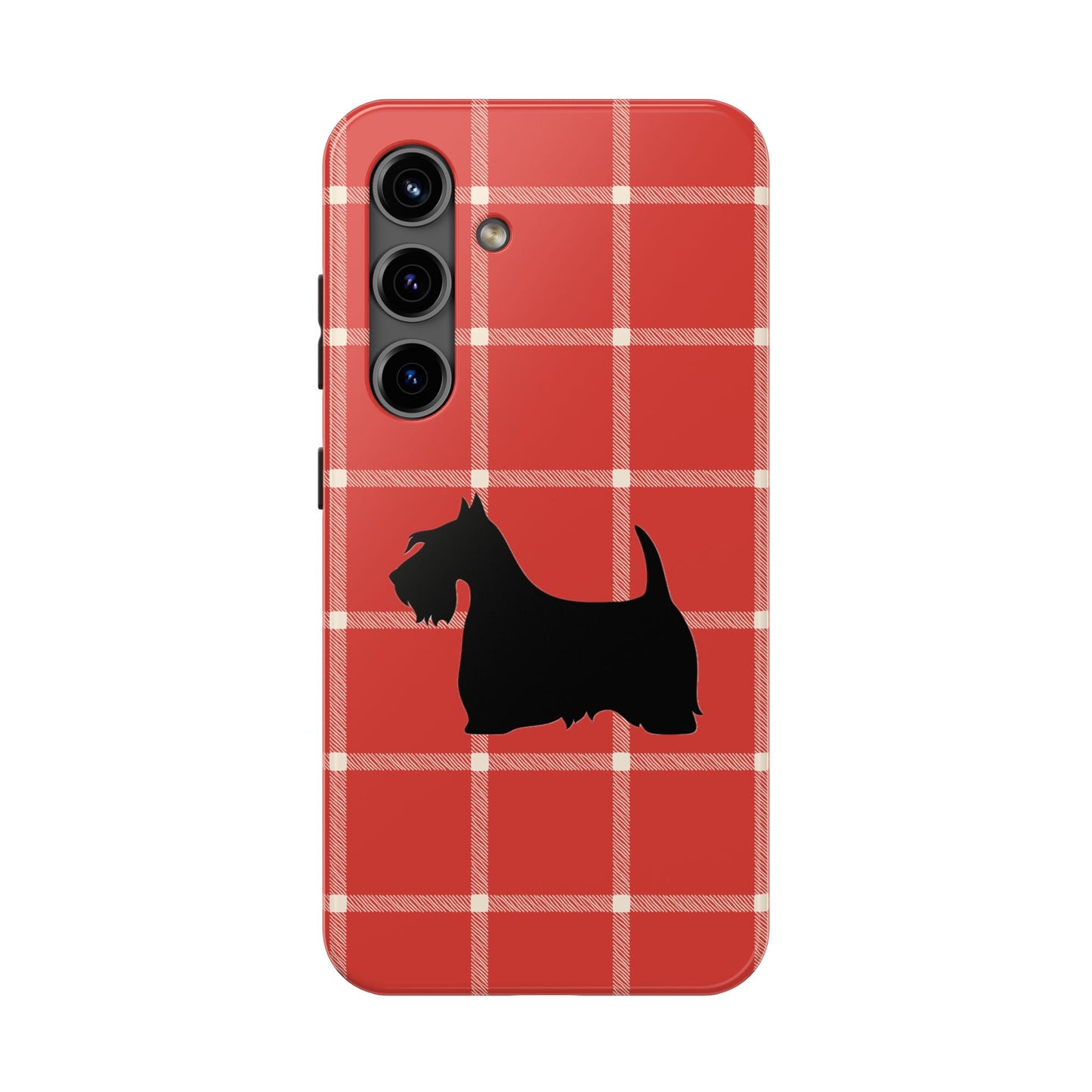 Scottish Terrier Phone Case, Tough Cases, Scottie Dog Phone Cover, Gift for Dog Lovers, Plaid Design