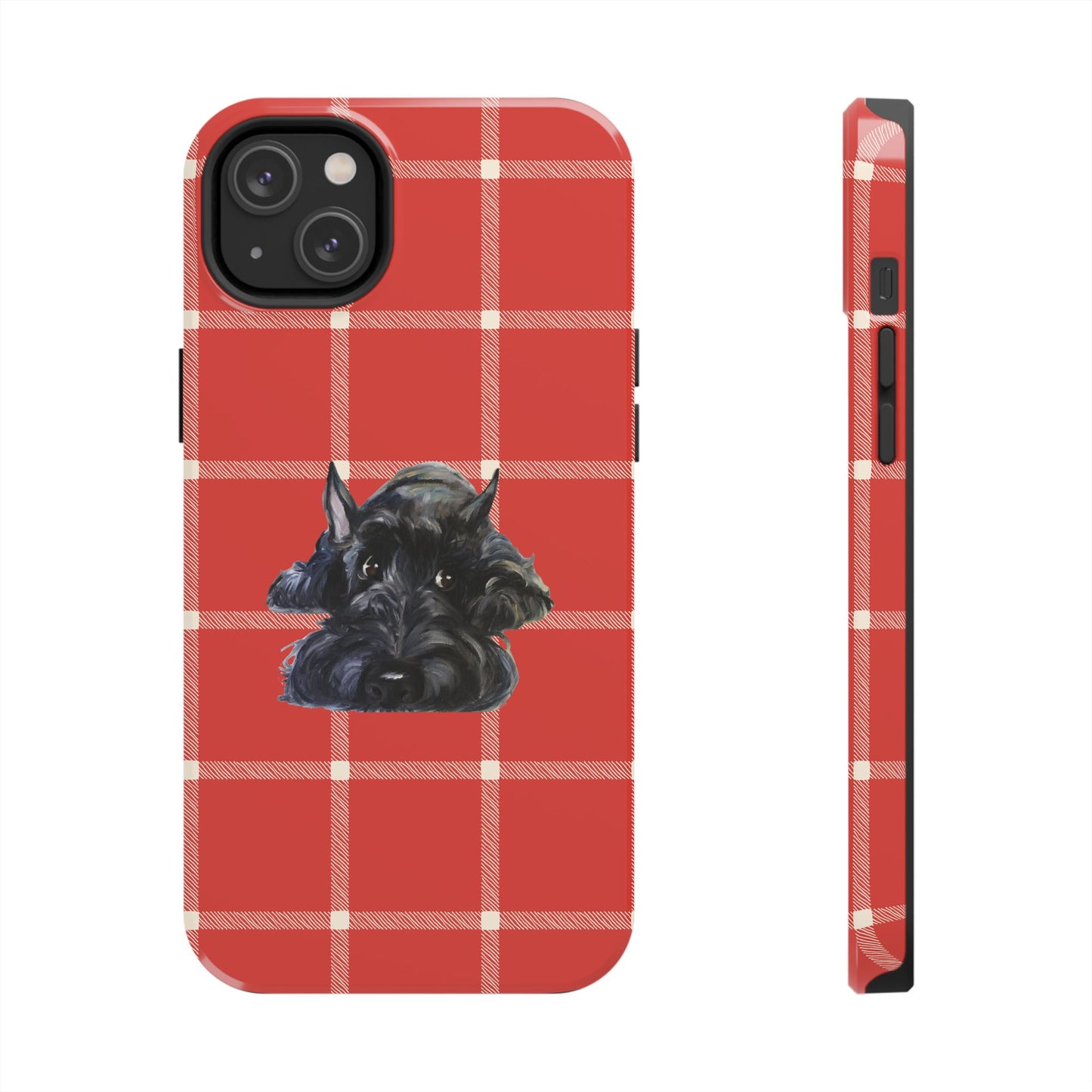 Scottish Terrier Phone Case, Tough Cases, Scottie Dog Phone Cover, Gift for Dog Lovers, Plaid Design