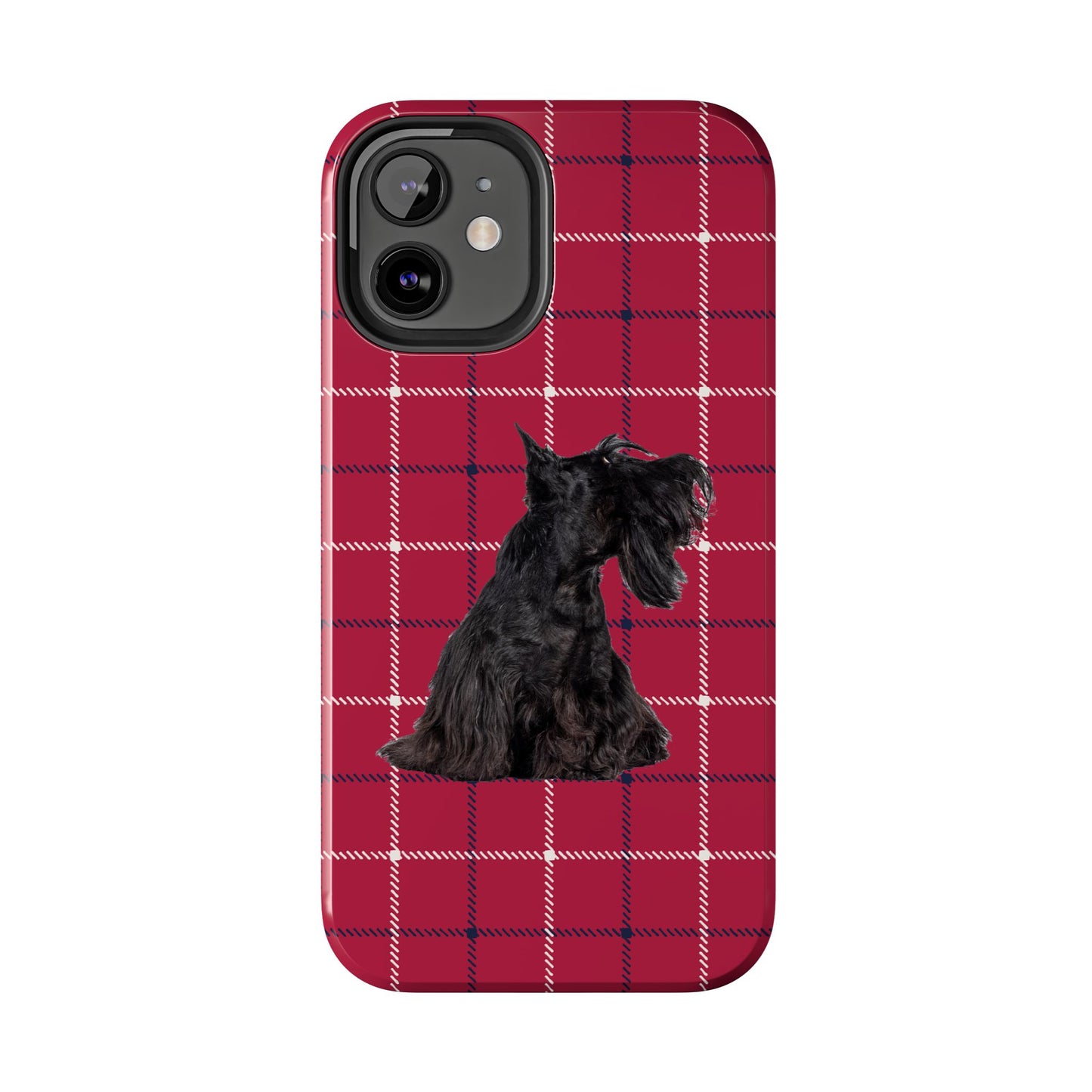 Scottish Terrier Phone Case, Tough Cases, Scottie Dog Phone Cover, Gift for Dog Lovers, Plaid Design