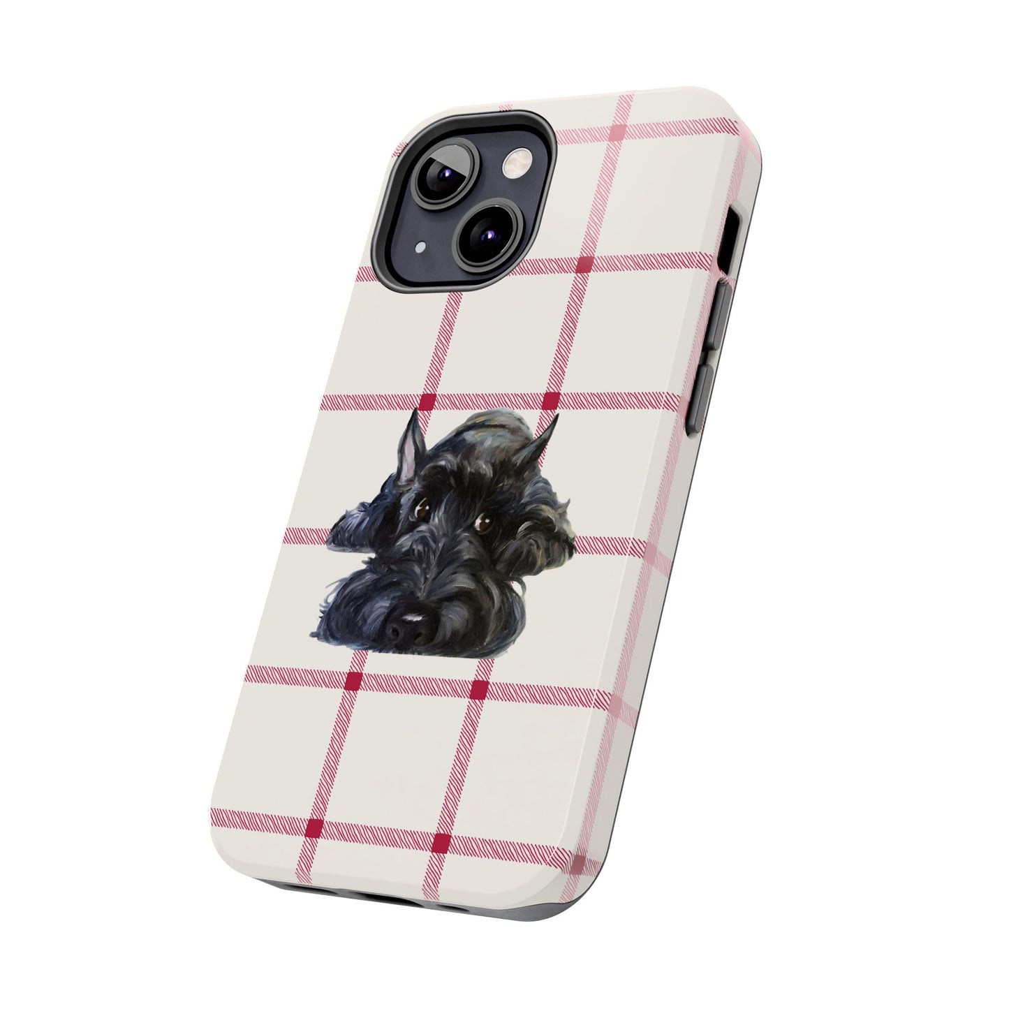Scottish Terrier Phone Case, Tough Cases, Scottie Dog Phone Cover, Gift for Dog Lovers, Plaid Design