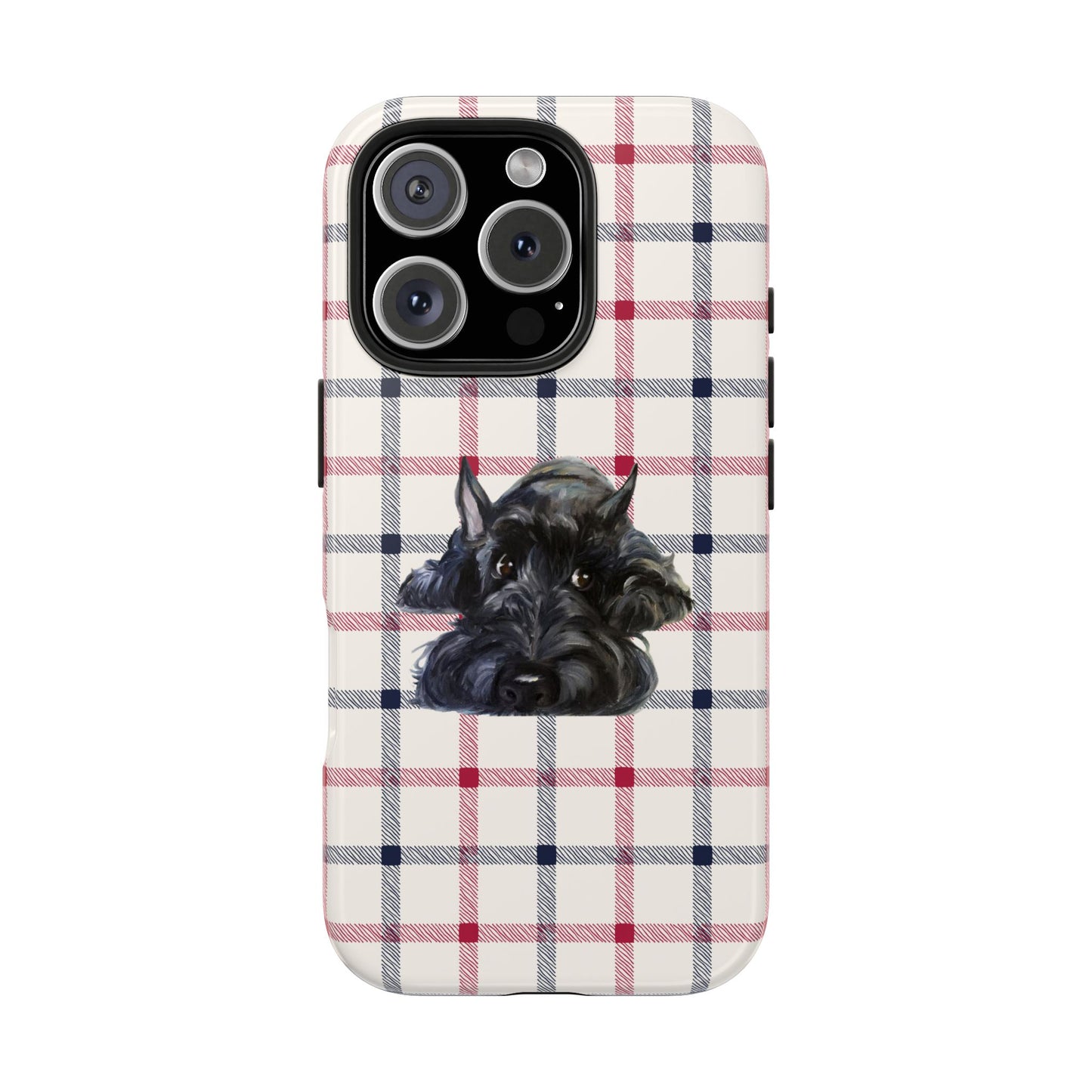 Scottish Terrier Phone Case, Tough Cases, Scottie Dog Phone Cover, Gift for Dog Lovers, Plaid Design