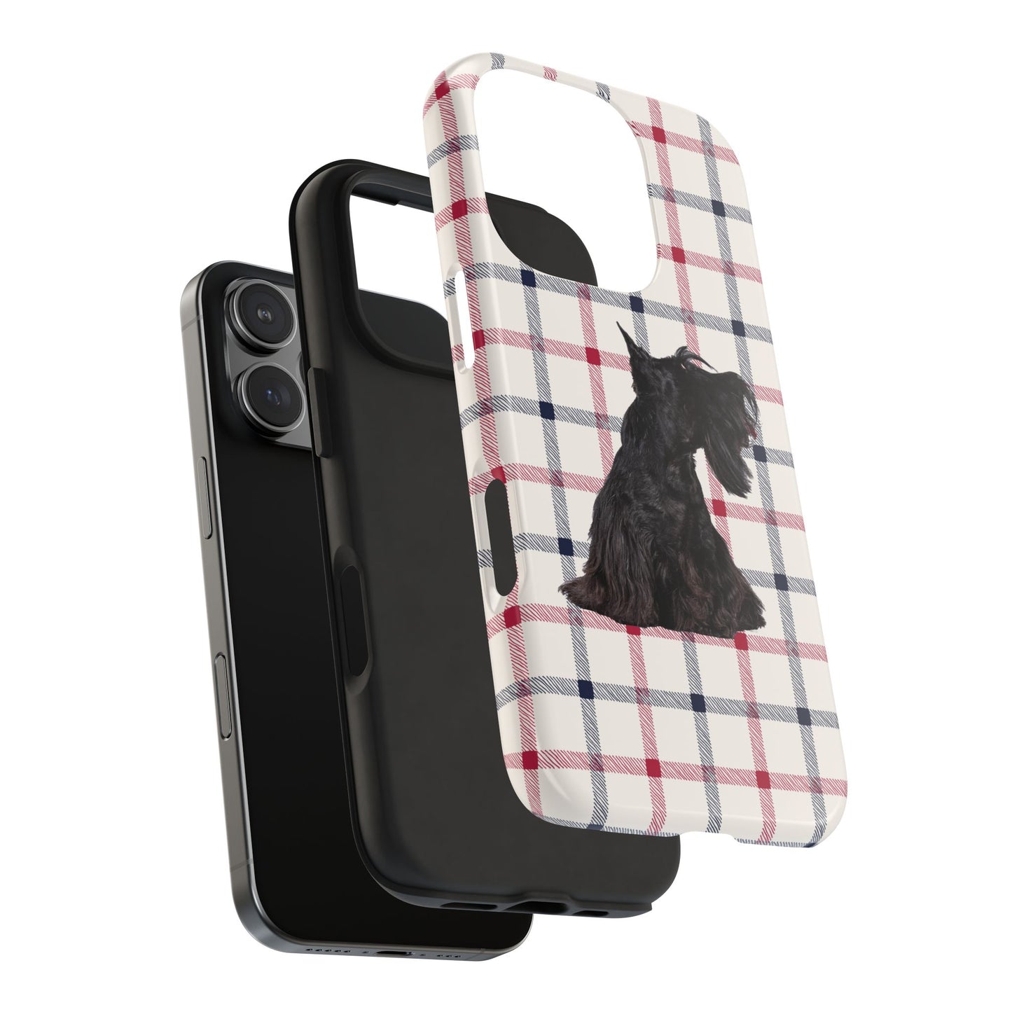 Scottish Terrier Phone Case, Tough Cases, Scottie Dog Phone Cover, Gift for Dog Lovers, Plaid Design