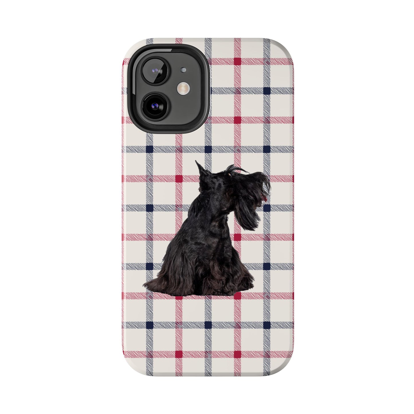 Scottish Terrier Phone Case, Tough Cases, Scottie Dog Phone Cover, Gift for Dog Lovers, Plaid Design