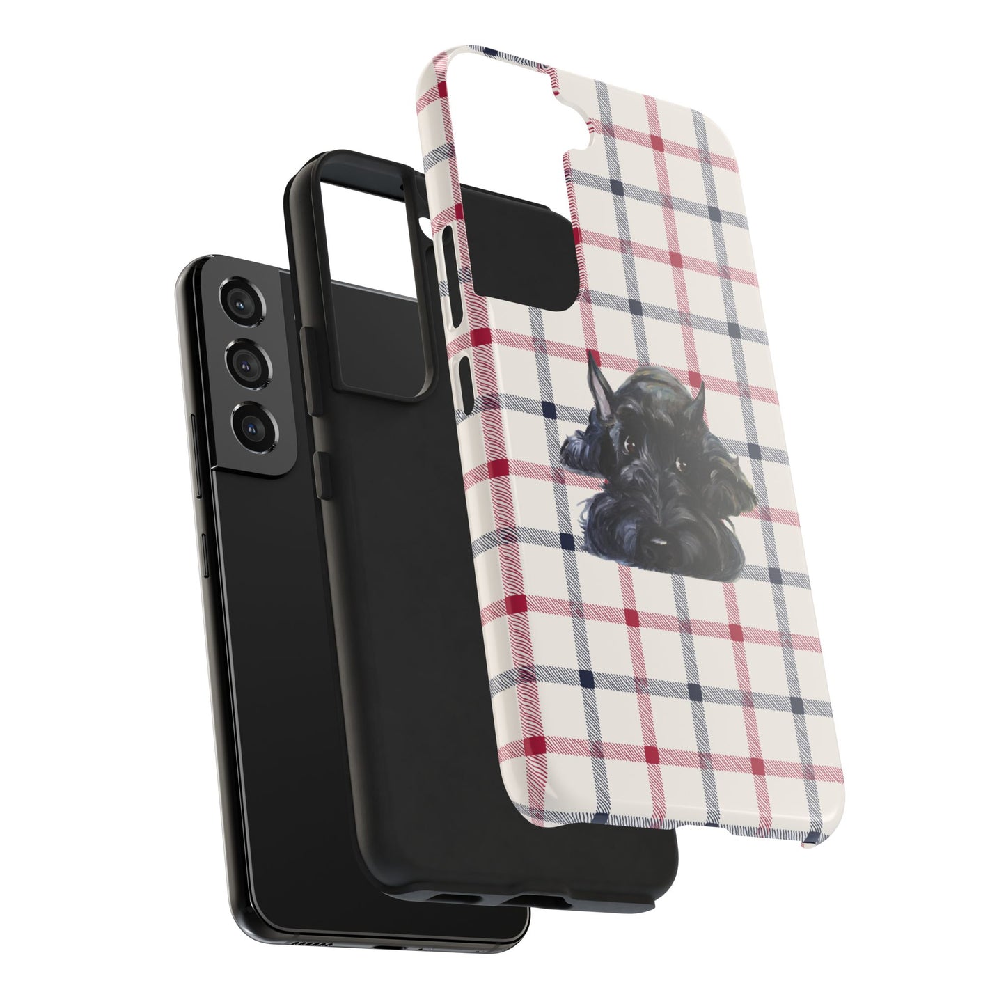 Scottish Terrier Phone Case, Tough Cases, Scottie Dog Phone Cover, Gift for Dog Lovers, Plaid Design