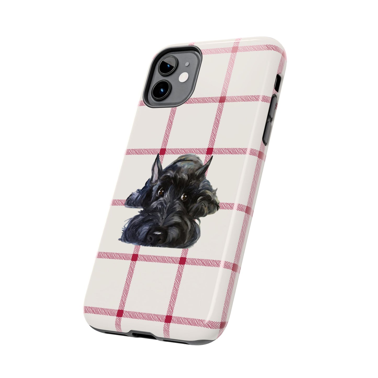 Scottish Terrier Phone Case, Tough Cases, Scottie Dog Phone Cover, Gift for Dog Lovers, Plaid Design