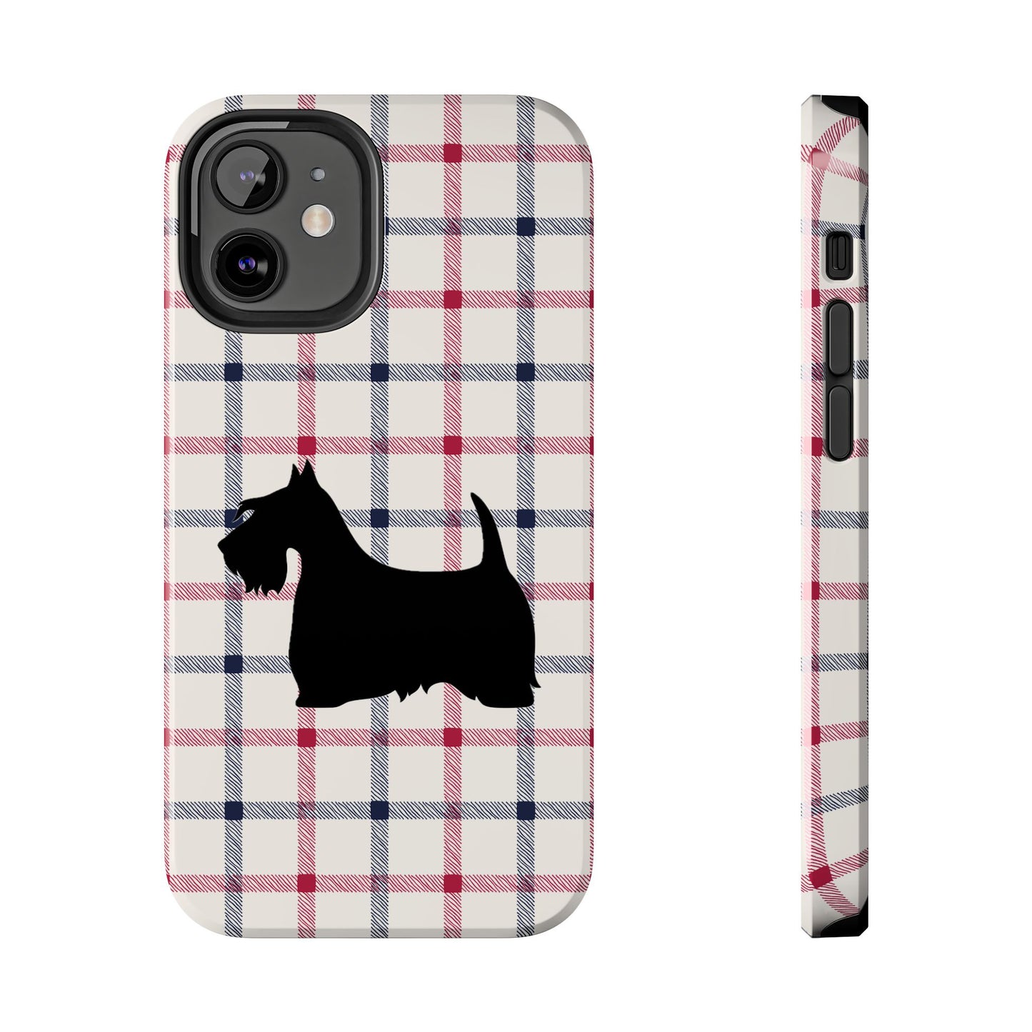 Scottish Terrier Phone Case, Tough Cases, Scottie Dog Phone Cover, Gift for Dog Lovers, Plaid Design