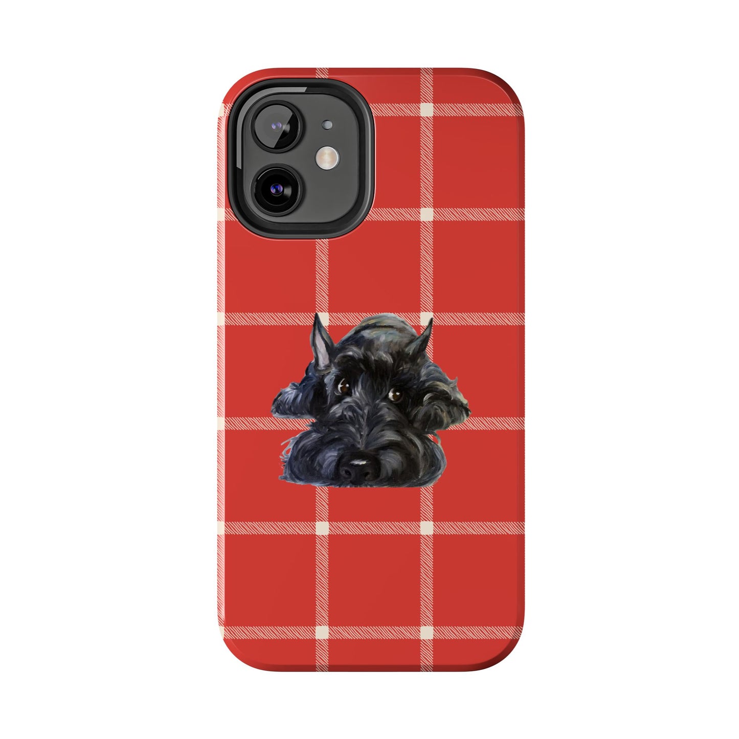 Scottish Terrier Phone Case, Tough Cases, Scottie Dog Phone Cover, Gift for Dog Lovers, Plaid Design