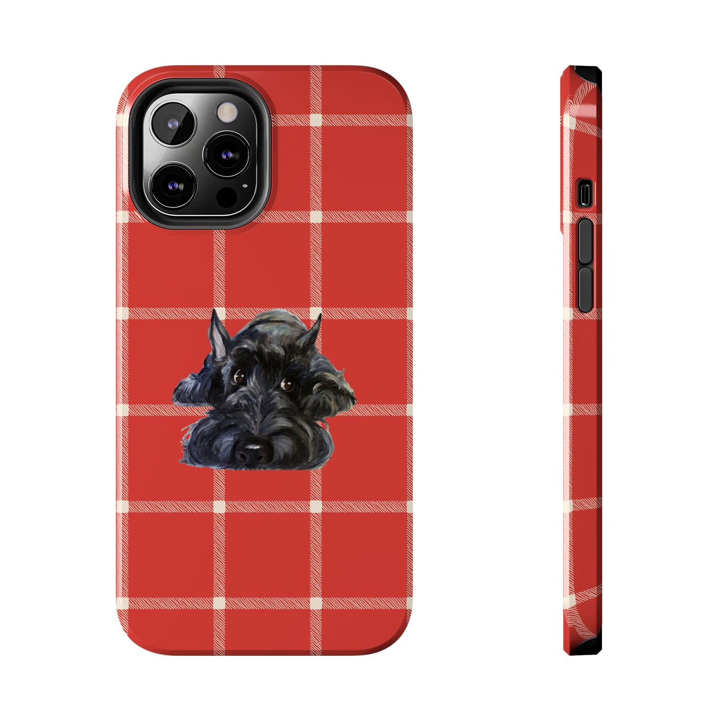 Scottish Terrier Phone Case, Tough Cases, Scottie Dog Phone Cover, Gift for Dog Lovers, Plaid Design