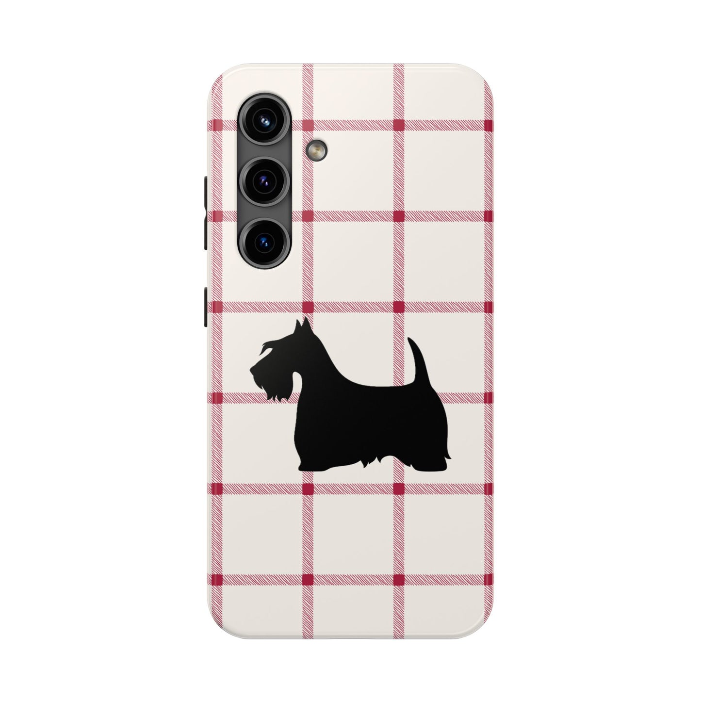 Scottish Terrier Phone Case, Tough Cases, Scottie Dog Phone Cover, Gift for Dog Lovers, Plaid Design