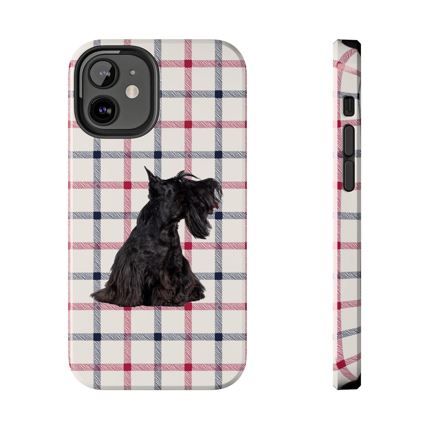 Scottish Terrier Phone Case, Tough Cases, Scottie Dog Phone Cover, Gift for Dog Lovers, Plaid Design