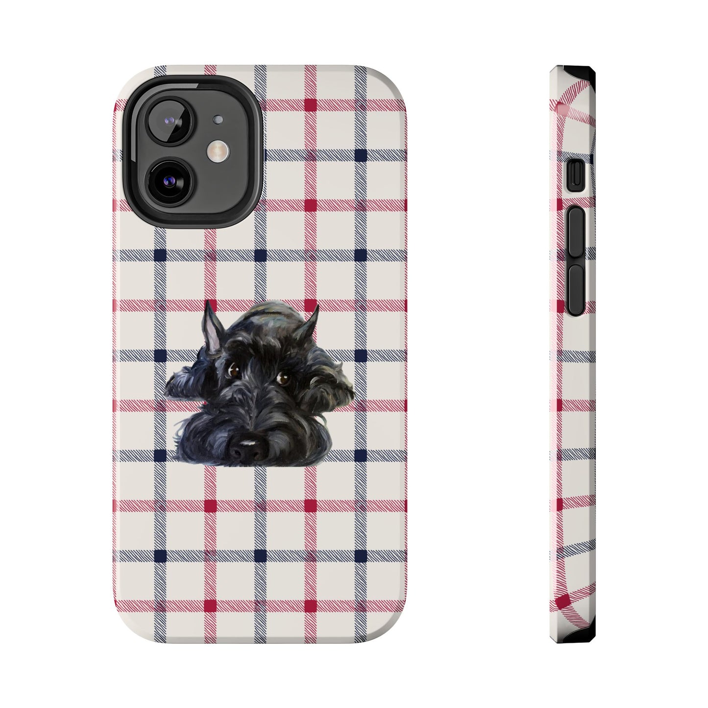 Scottish Terrier Phone Case, Tough Cases, Scottie Dog Phone Cover, Gift for Dog Lovers, Plaid Design